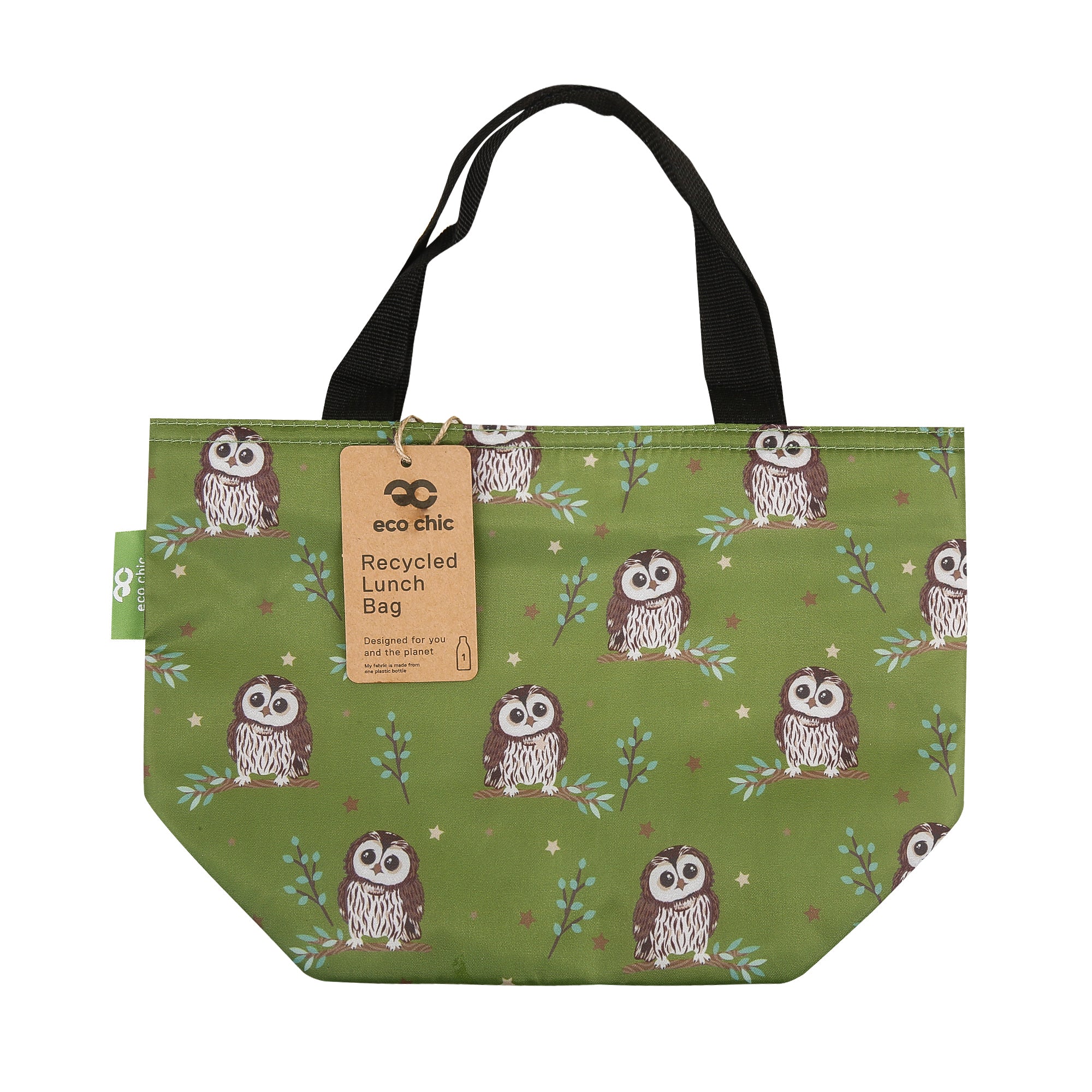 C105GN - Eco Chic Lightweight Foldable Lunch Bag Tawny Owl Green (Pack of 2)