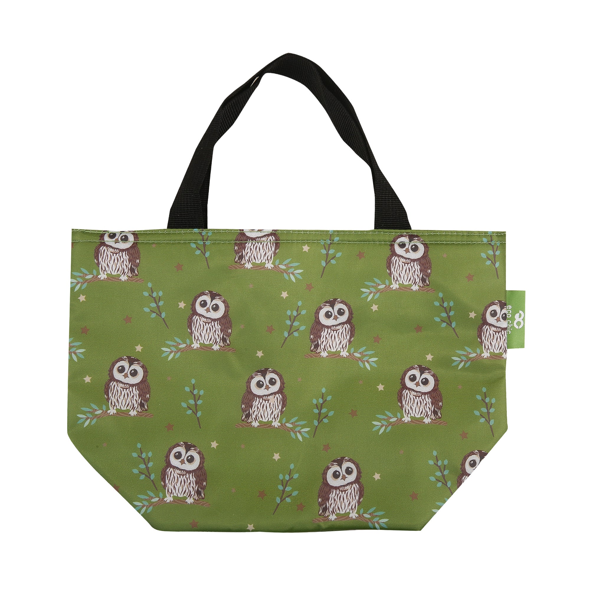 C105GN - Eco Chic Lightweight Foldable Lunch Bag Tawny Owl Green (Pack of 2)