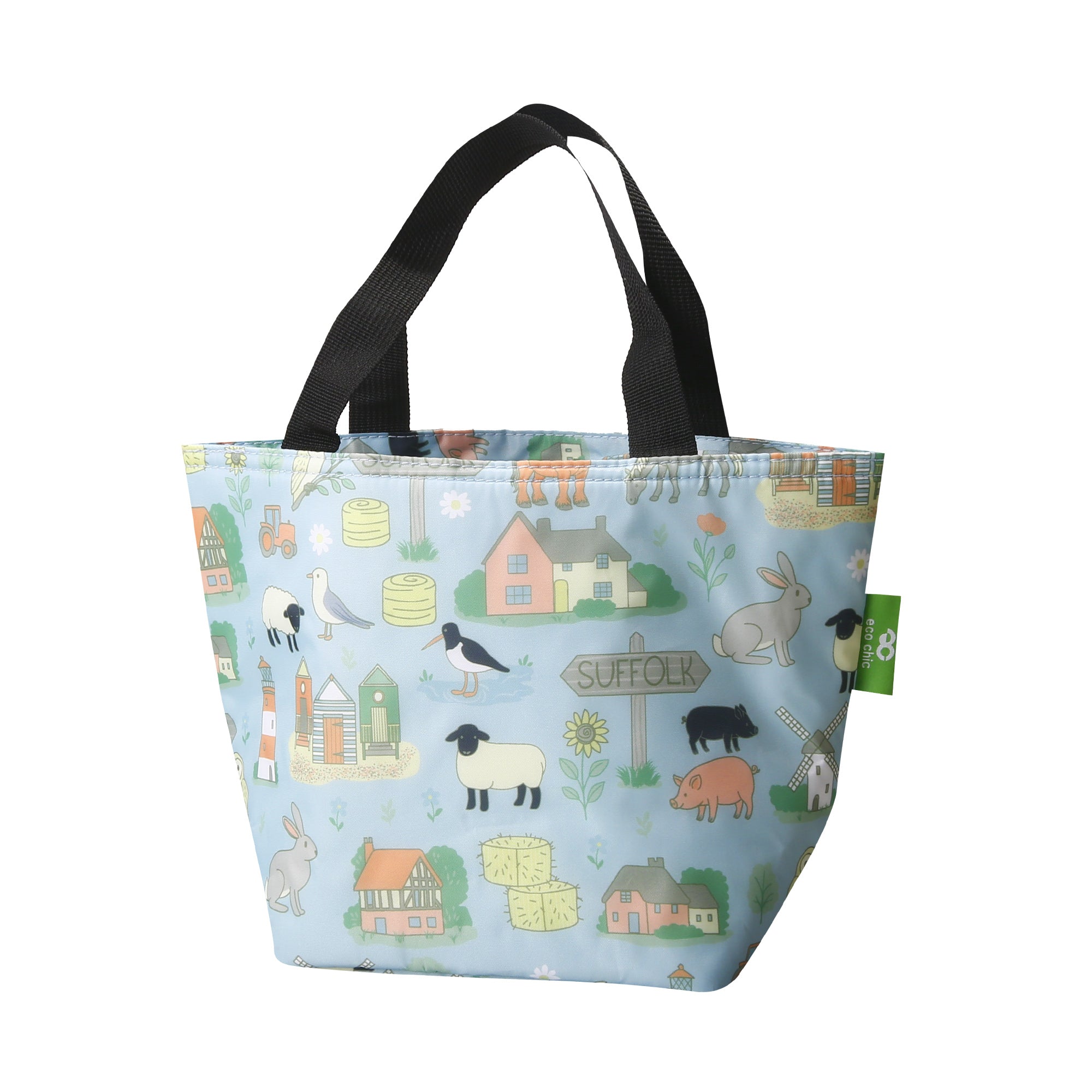 C109BU - Eco Chic Lightweight Foldable Lunch Bag Suffolk Blue (Pack of 2)