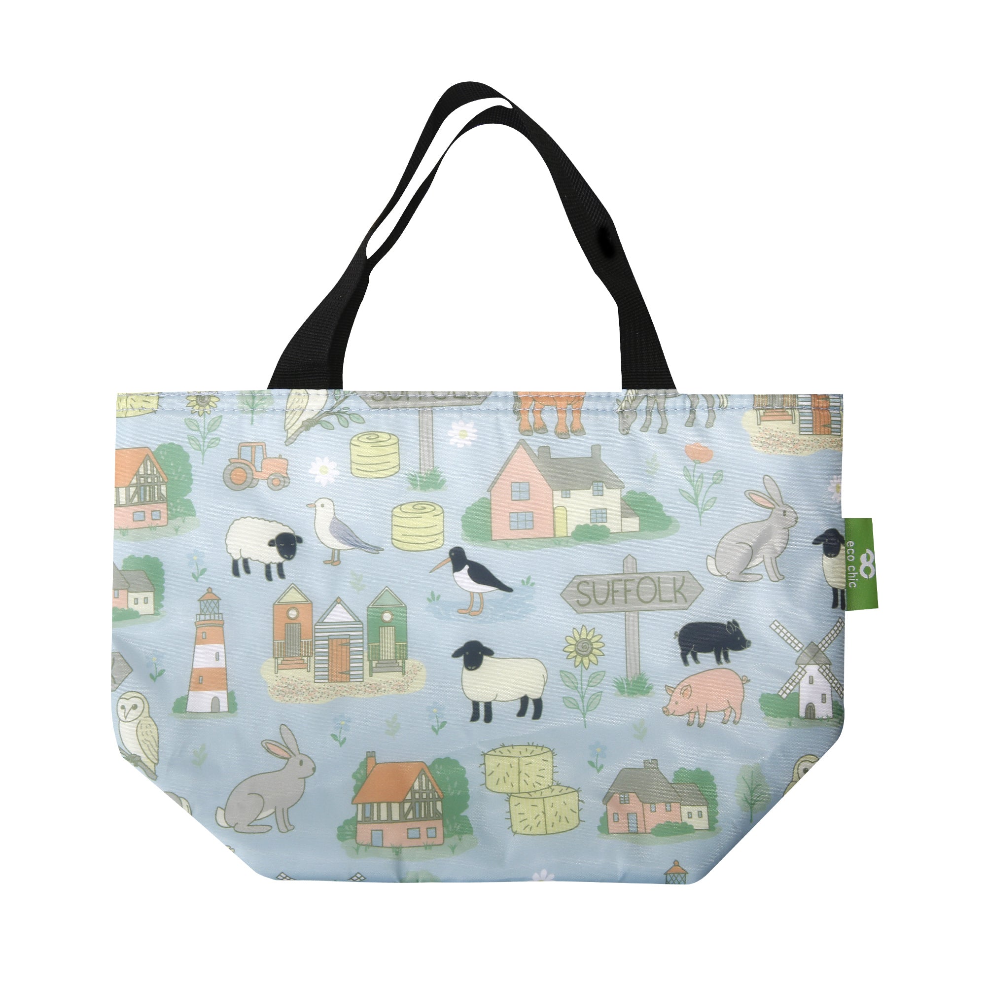 C109BU - Eco Chic Lightweight Foldable Lunch Bag Suffolk Blue (Pack of 2)