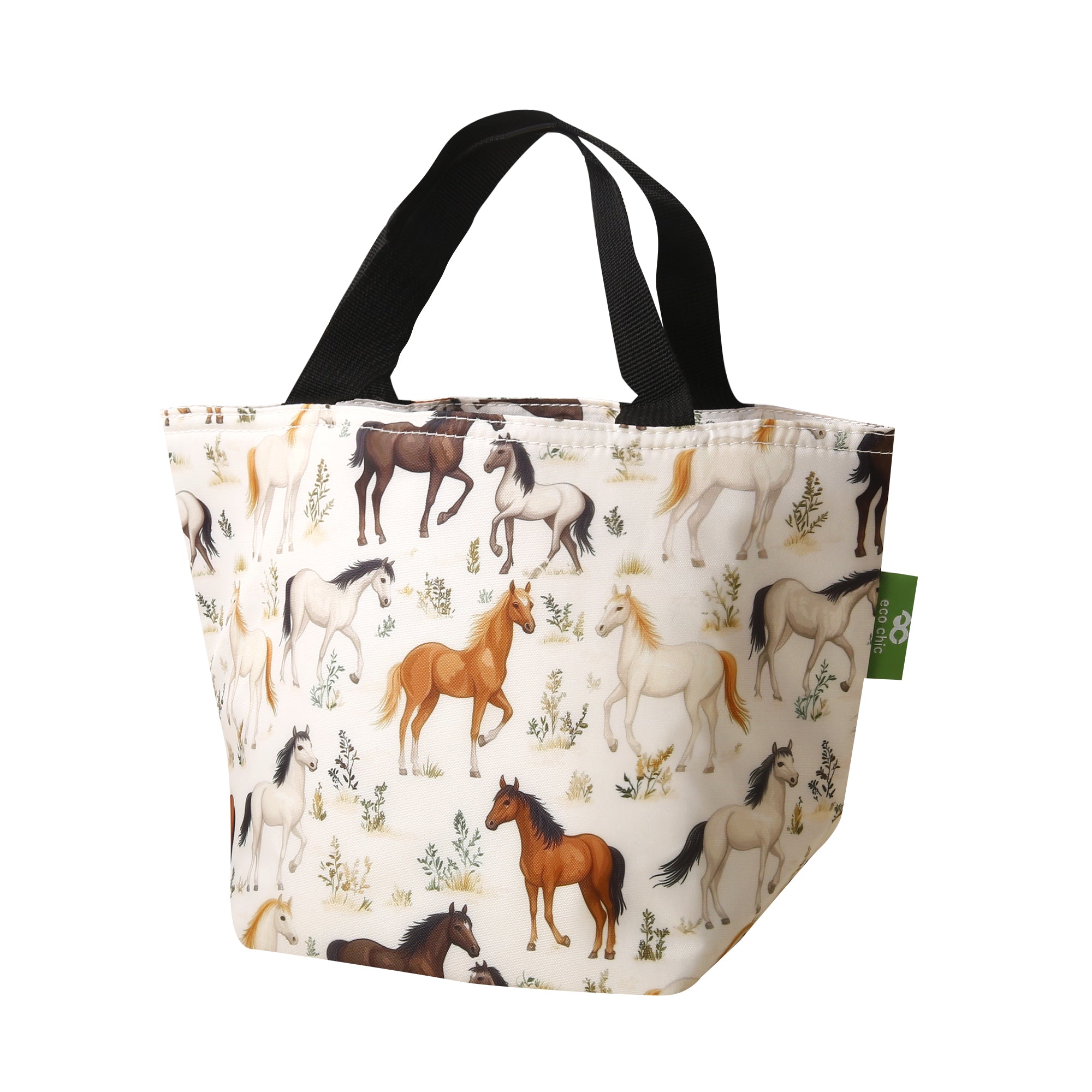 C112BG - Eco Chic Lightweight Foldable Lunch Bag Wild Horses Beige (Pack of 2)