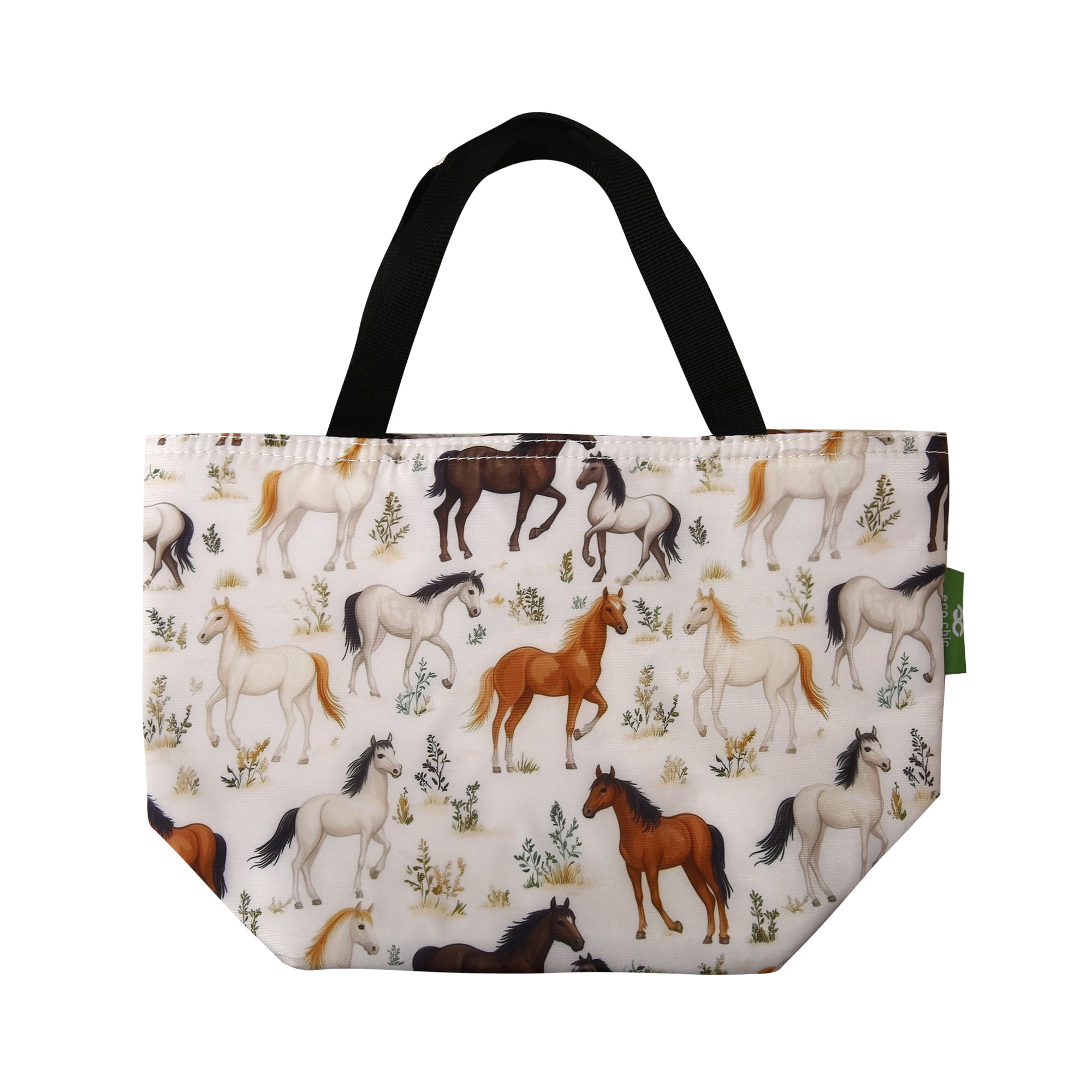 C112BG - Eco Chic Lightweight Foldable Lunch Bag Wild Horses Beige (Pack of 2)