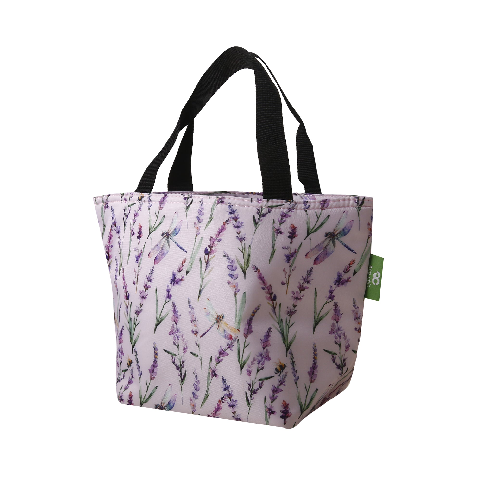 C113LC - Eco Chic Lightweight Foldable Lunch Bag Lavender with Dragonfly Lilac (Pack of 2)