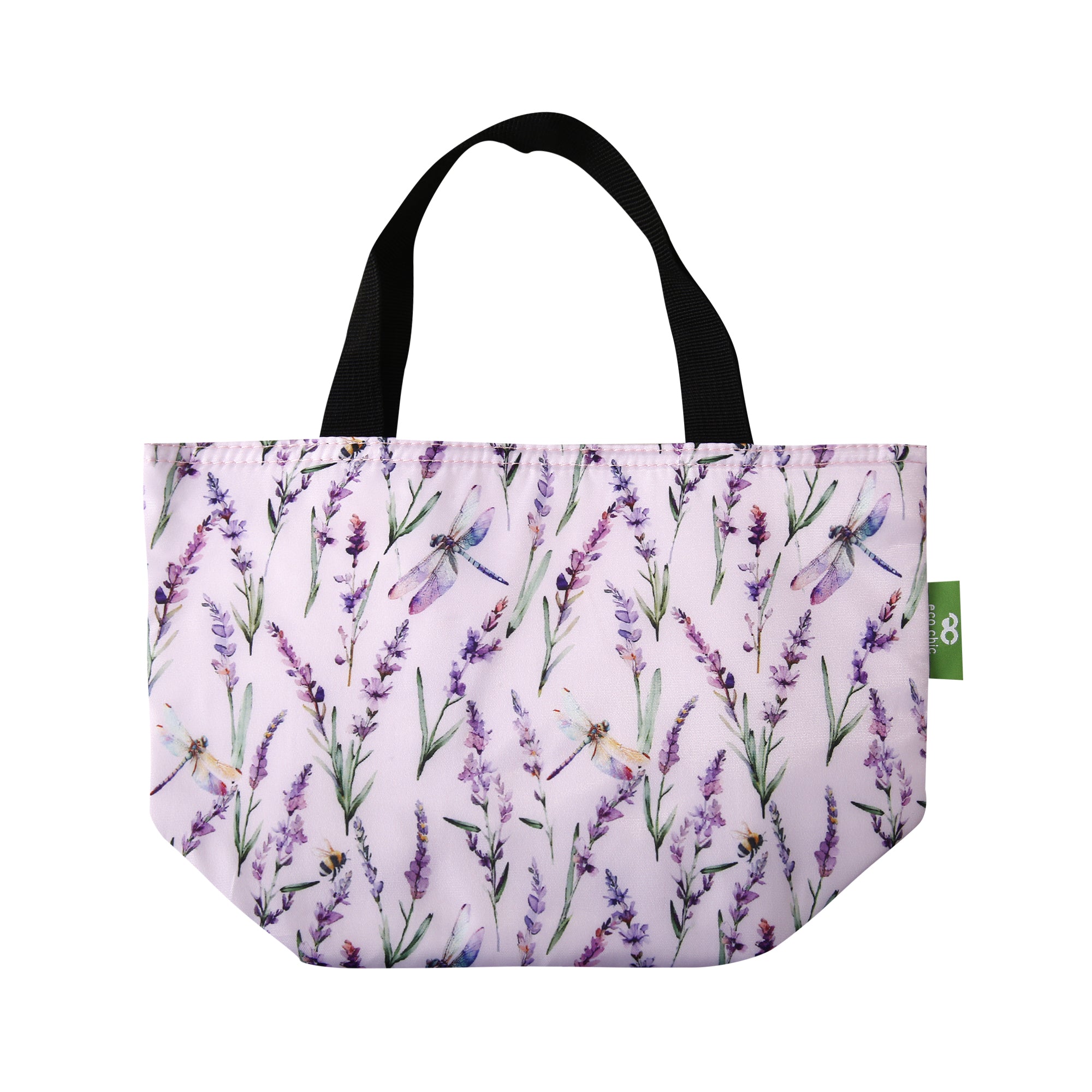 C113LC - Eco Chic Lightweight Foldable Lunch Bag Lavender with Dragonfly Lilac (Pack of 2)