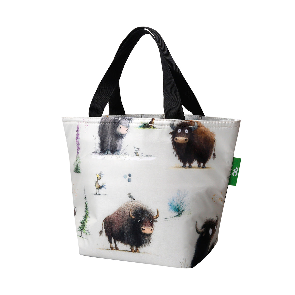 C121BG - Eco Chic Lightweight Foldable Lunch Bag Whimsy Buffalo Beige (Pack of 2)