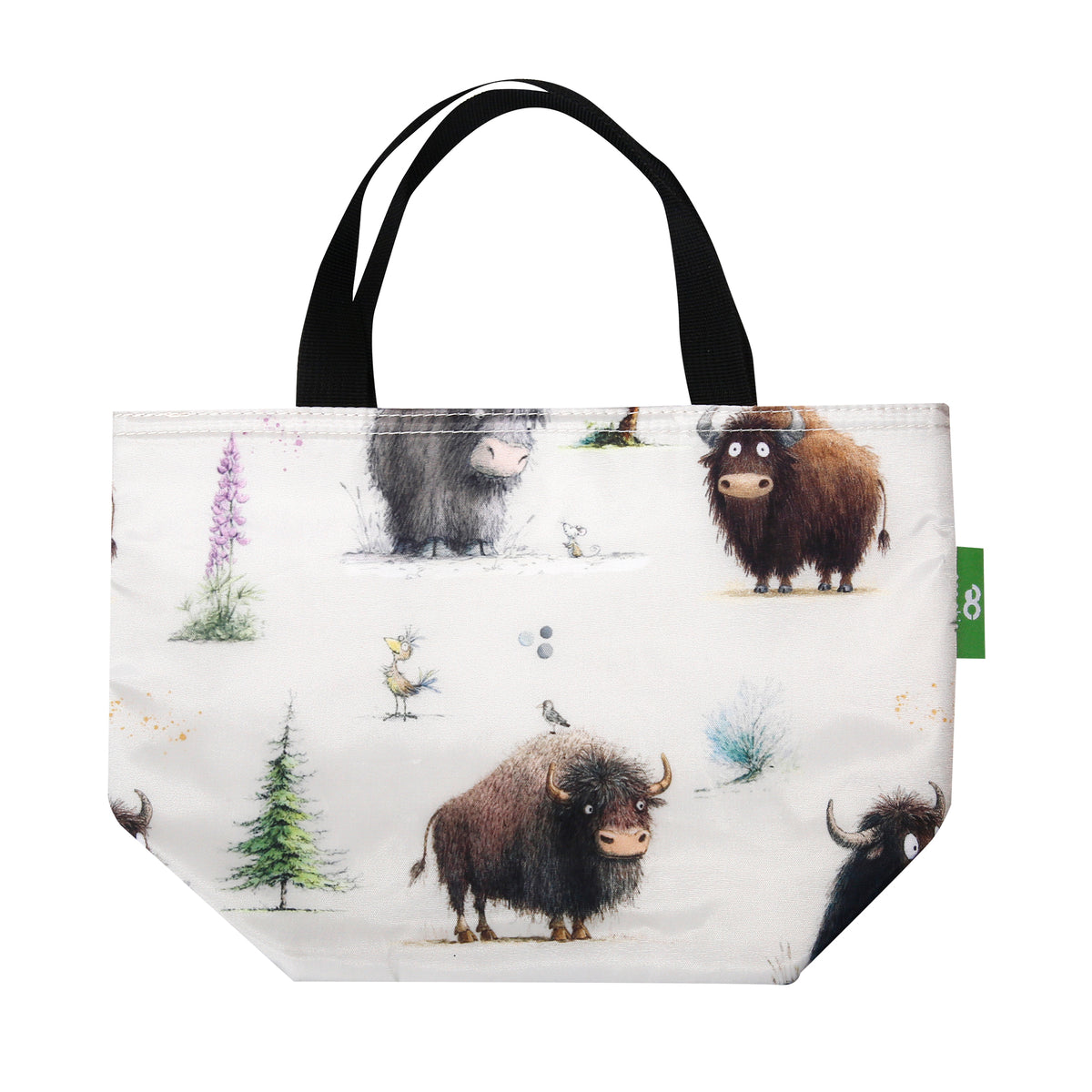 C121BG - Eco Chic Lightweight Foldable Lunch Bag Whimsy Buffalo Beige (Pack of 2)