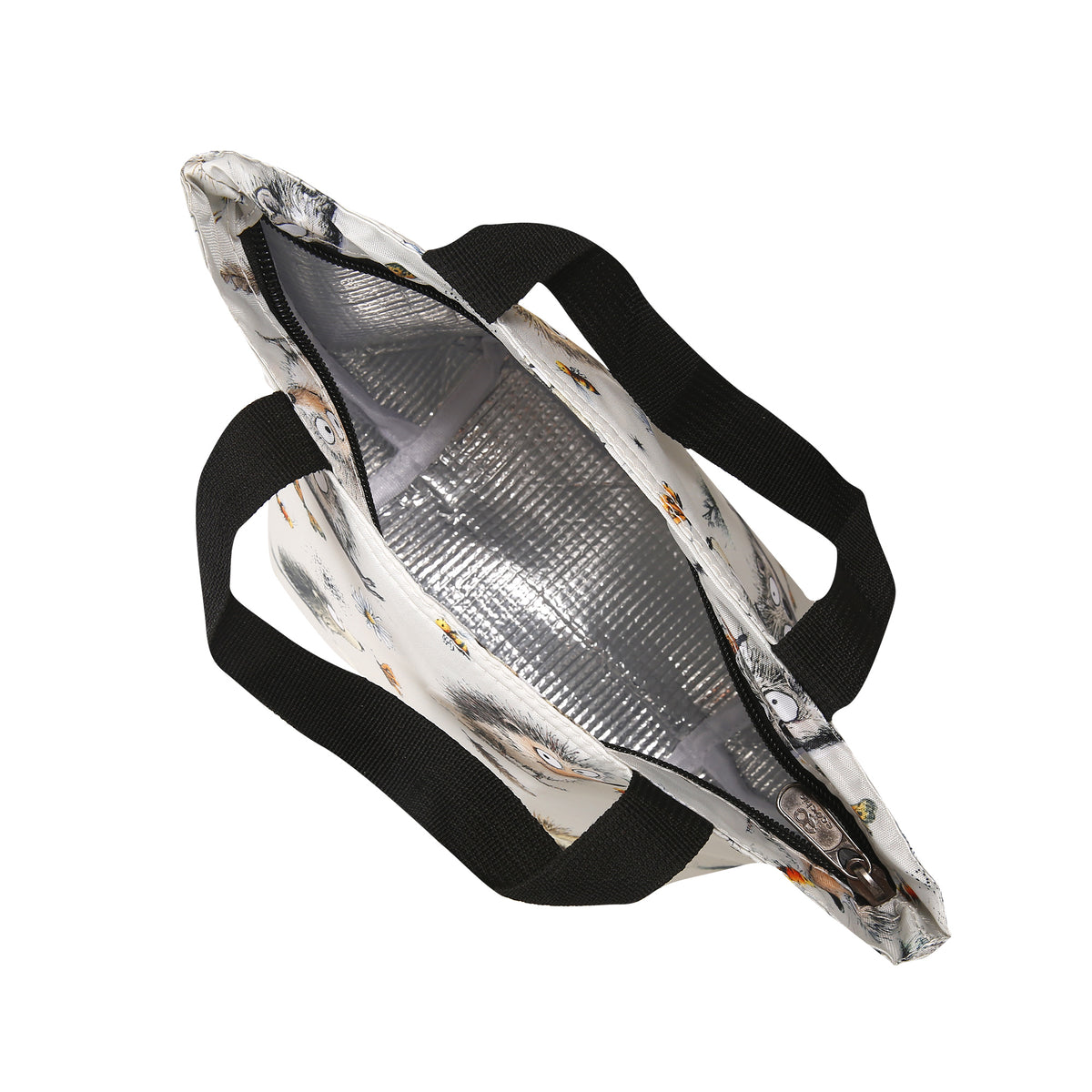 C122BG - Eco Chic Lightweight Foldable Lunch Bag Whimsy Hedgehogs Beige (Pack of 2)