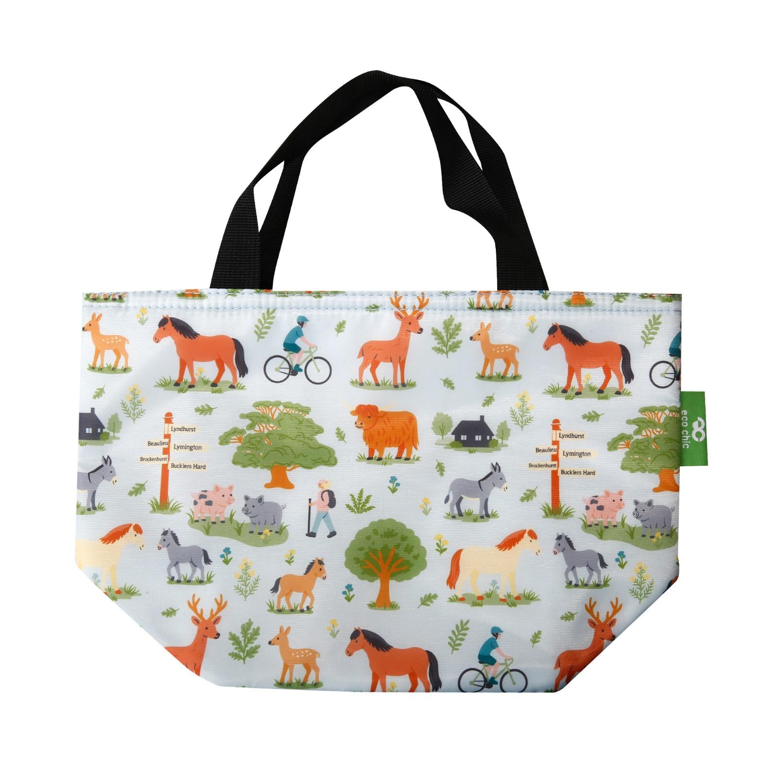 C123BU - Eco Chic Lightweight Foldable Lunch Bag New Forest Blue (Pack of 2)