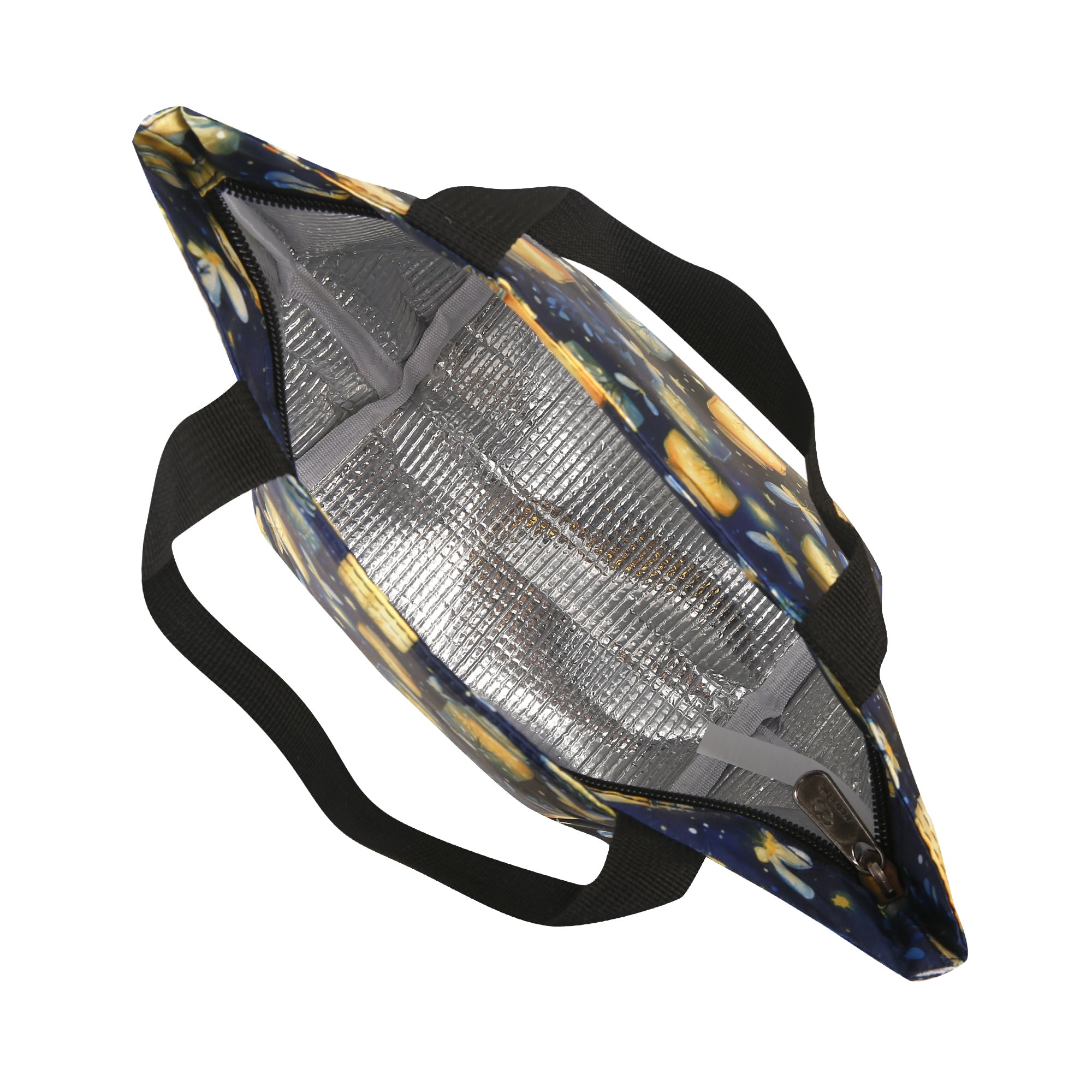 C125BU - Eco Chic Lightweight Foldable Lunch Bag Jars and Fireflies Blue (Pack of 2)