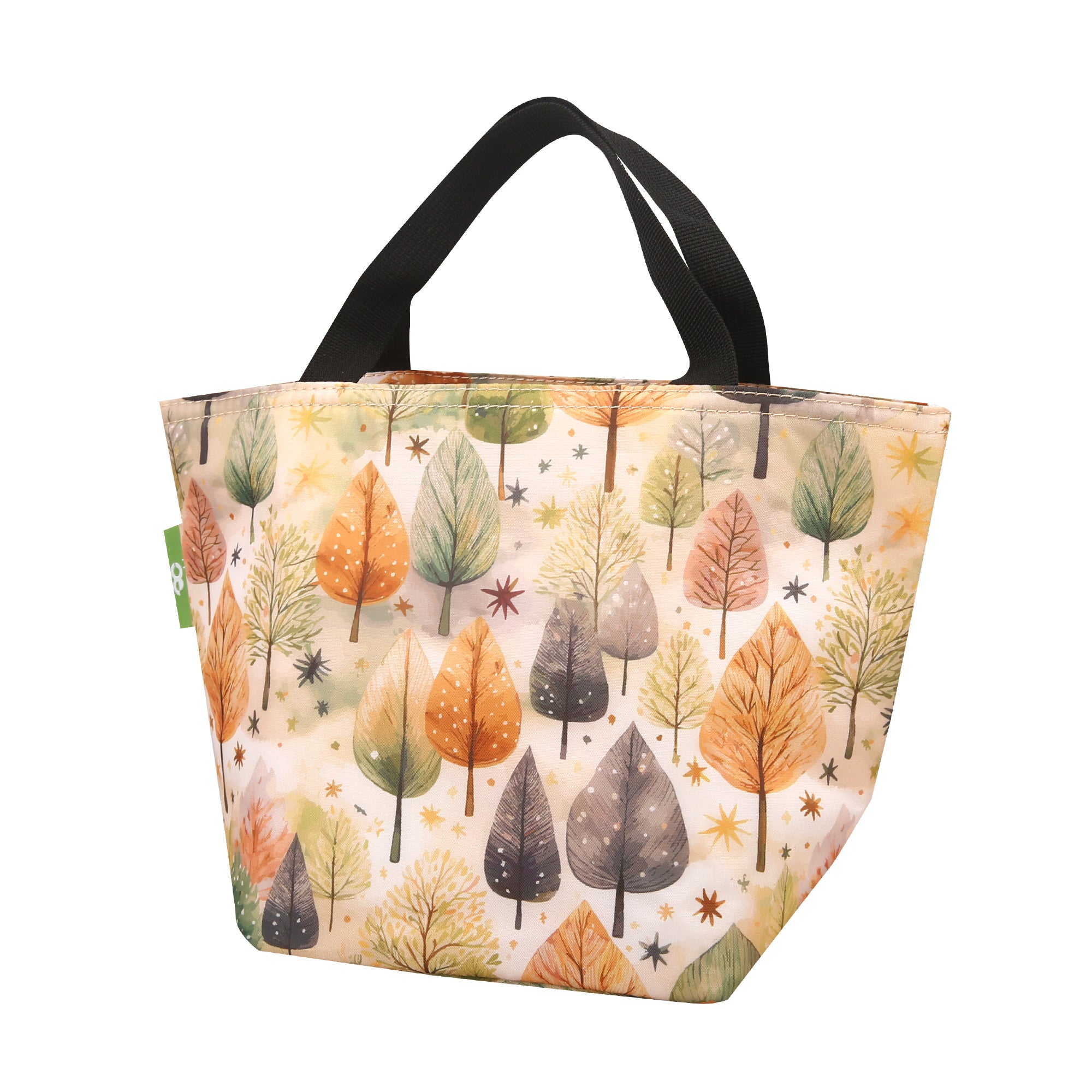 C126BG - Eco Chic Lightweight Foldable Lunch Bag Rhythm of Trees Beige (Pack of 2)