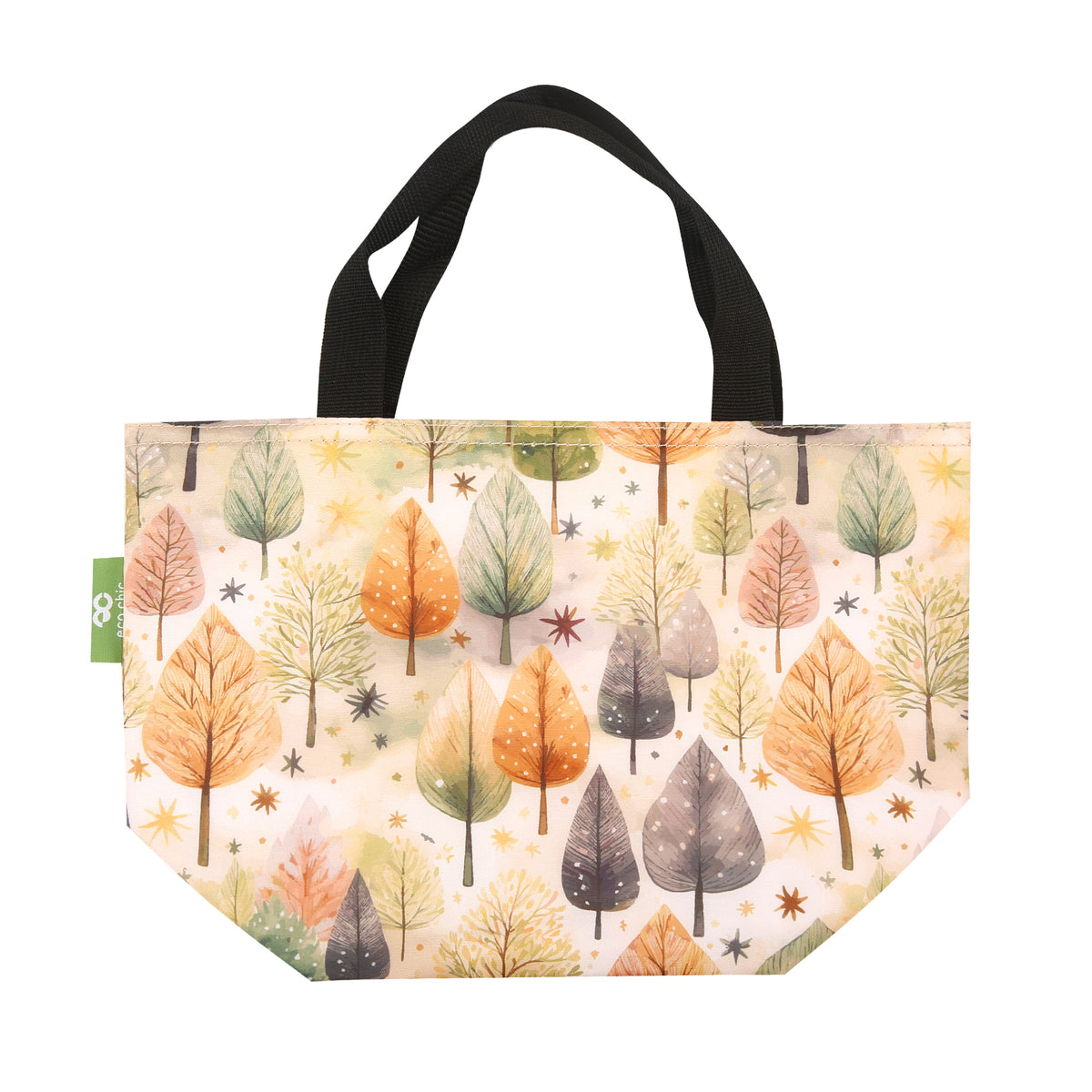 C126BG - Eco Chic Lightweight Foldable Lunch Bag Rhythm of Trees Beige (Pack of 2)