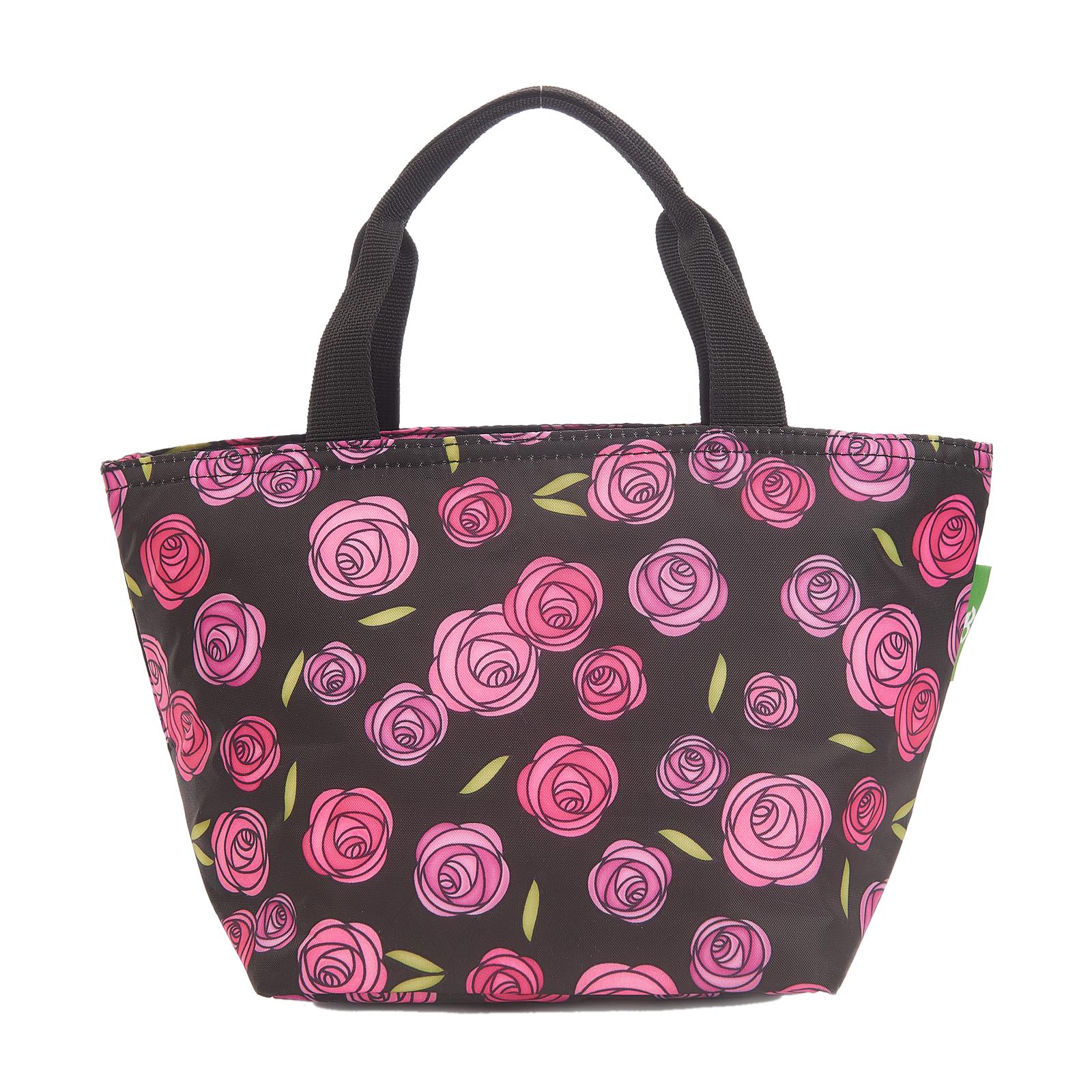 C31BK - Eco Chic Lightweight Foldable Lunch Bag Mackintosh Rose Black (Pack of 2)