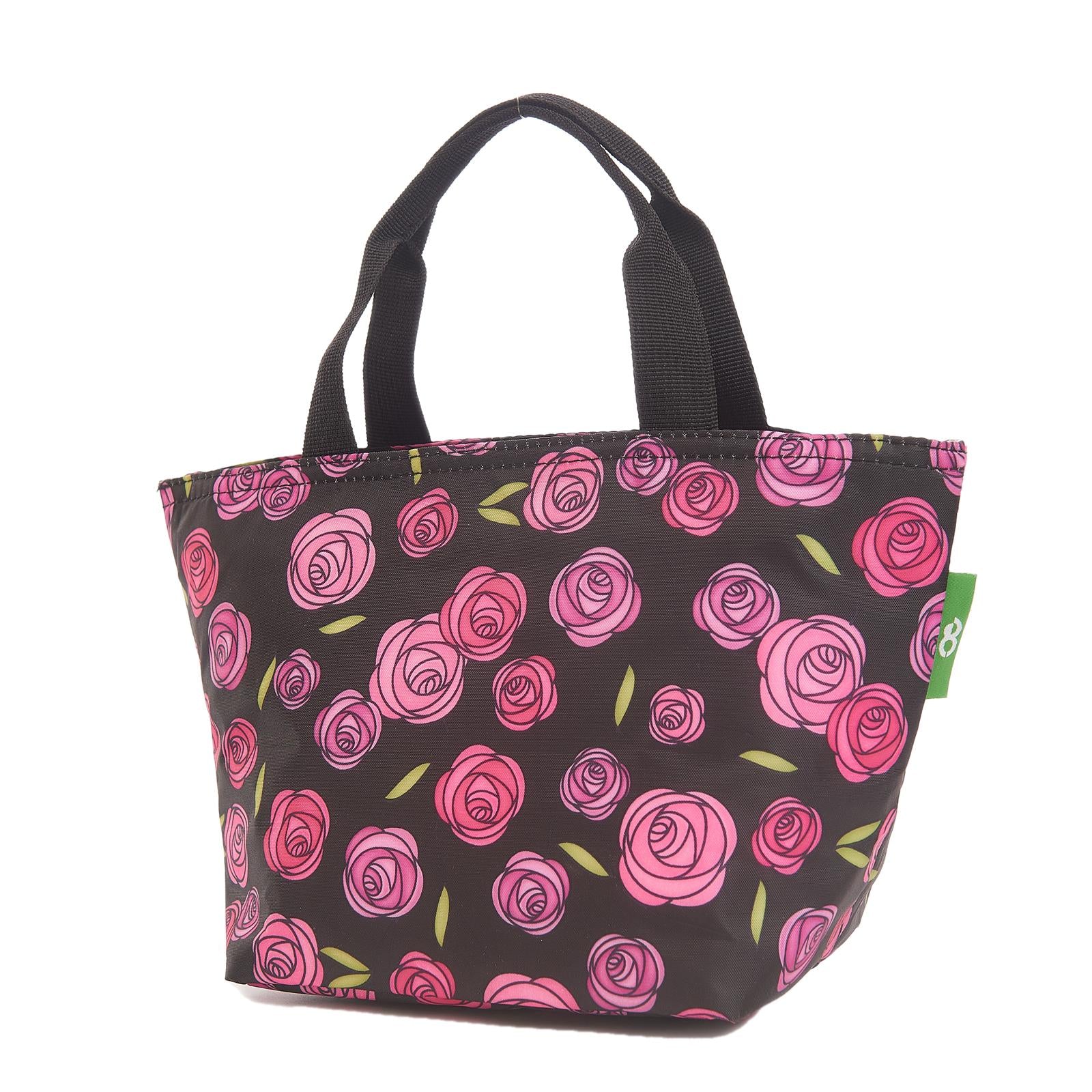 C31BK - Eco Chic Lightweight Foldable Lunch Bag Mackintosh Rose Black (Pack of 2)