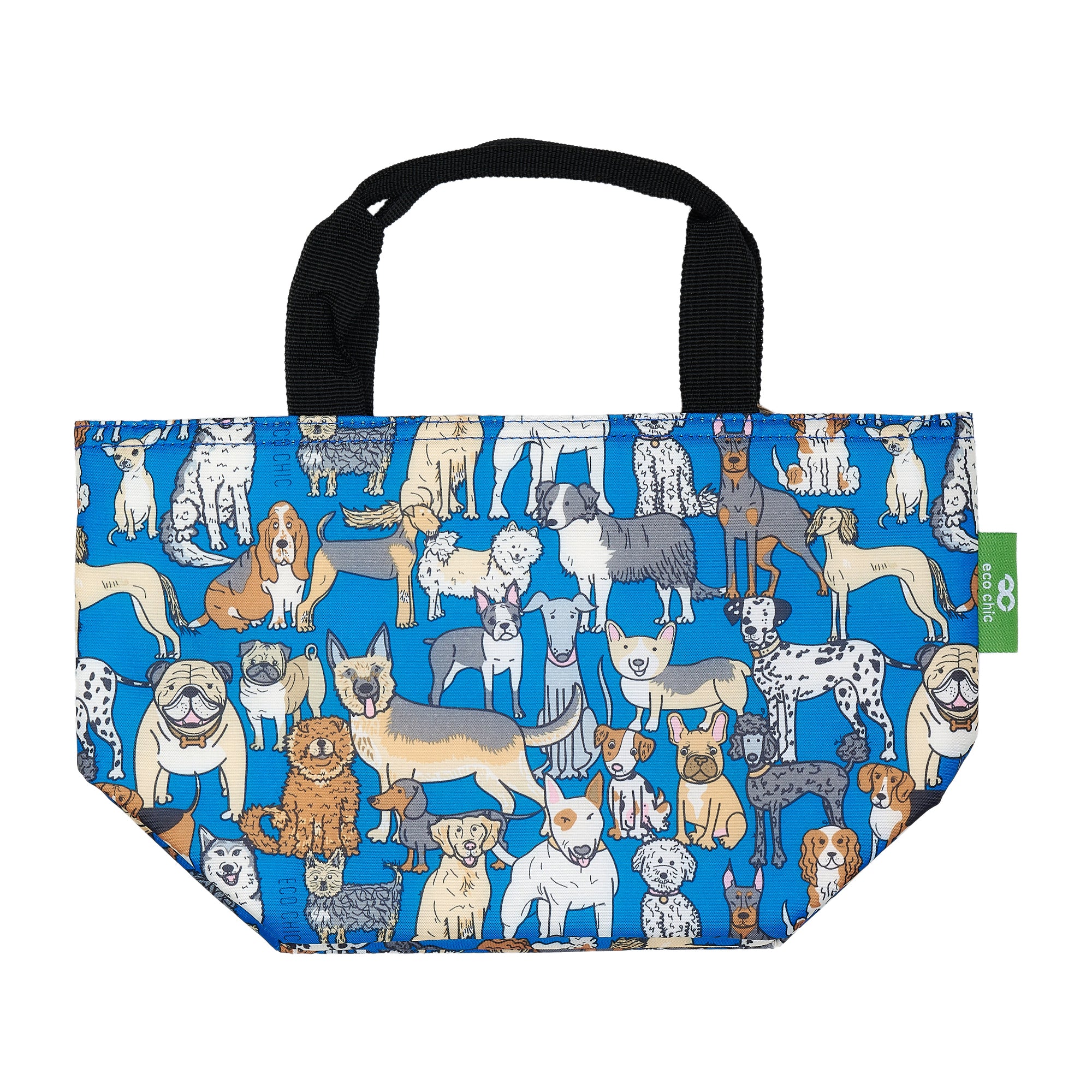 C33BU - Eco Chic Lightweight Foldable Lunch Bag Dogs Blue (Pack of 2)