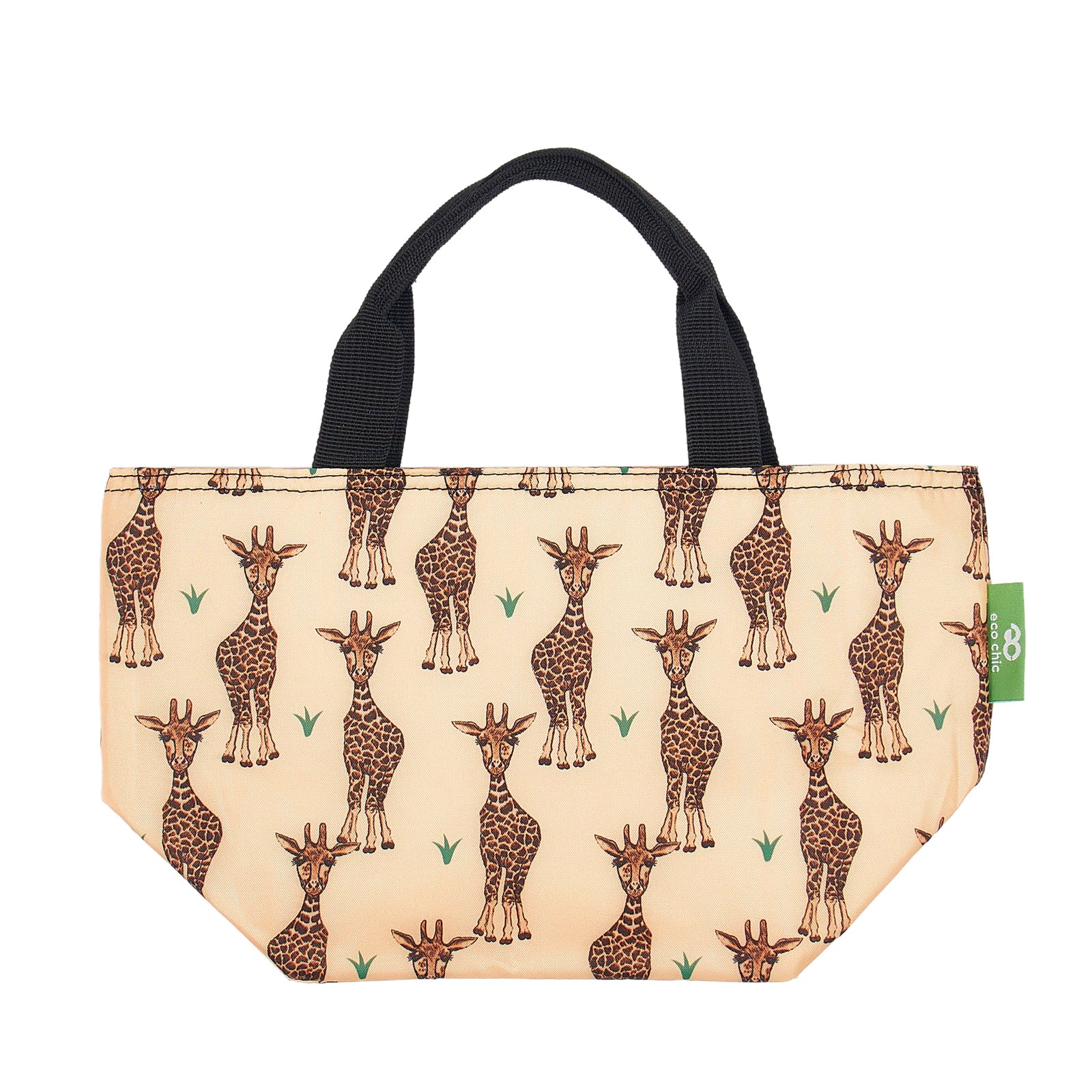 C53BG - Eco Chic Lightweight Foldable Lunch Bag Giraffes Beige (Pack of 2)