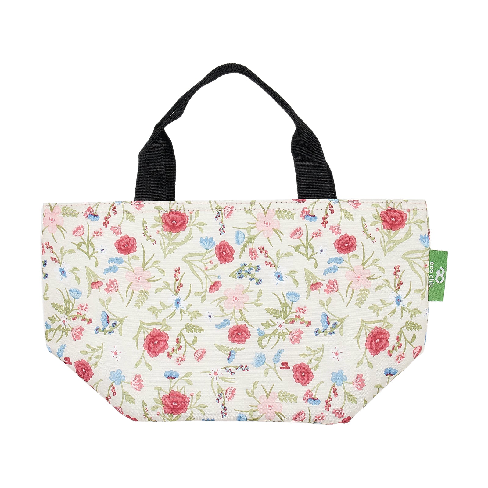 C59BG - Eco Chic Lightweight Foldable Lunch Bag Floral Beige (Pack of 2)