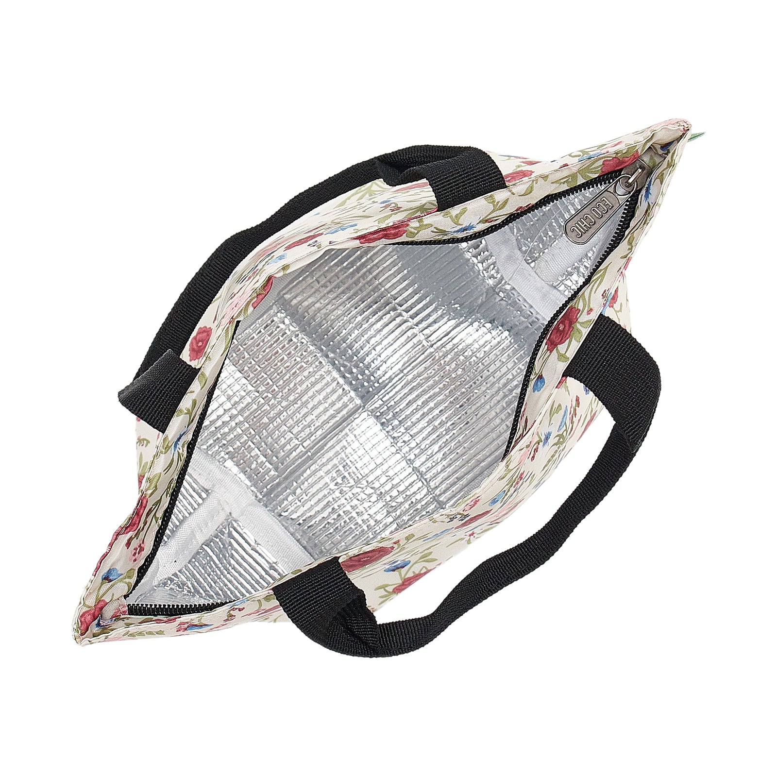 C59BG - Eco Chic Lightweight Foldable Lunch Bag Floral Beige (Pack of 2)
