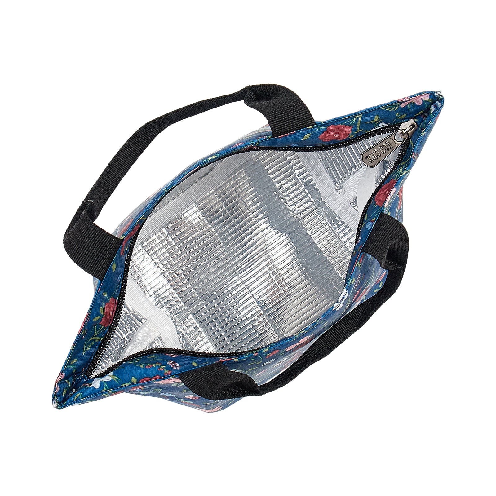 C59NY - Eco Chic Lightweight Foldable Lunch Bag Floral Navy (Pack of 2)
