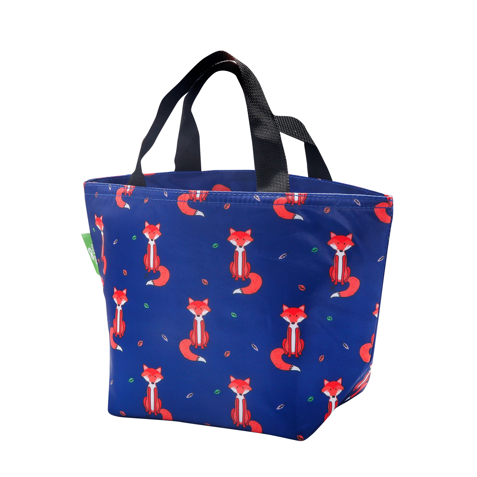 C89NY - Eco Chic Lightweight Foldable Lunch Bag Foxes Navy (Pack of 2)