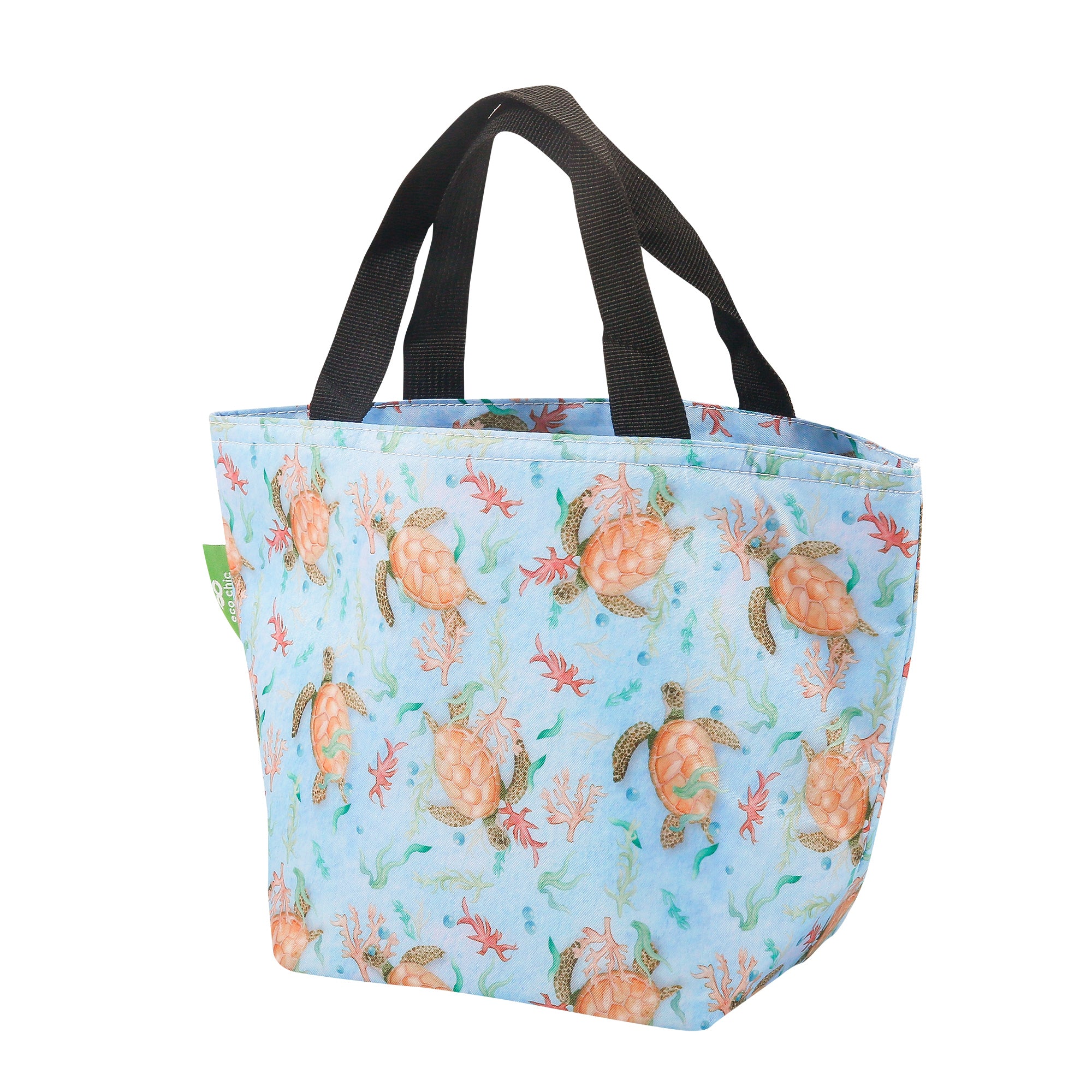 C91BU - Eco Chic Lightweight Foldable Lunch Bag Sea Turtles Blue (Pack of 2)