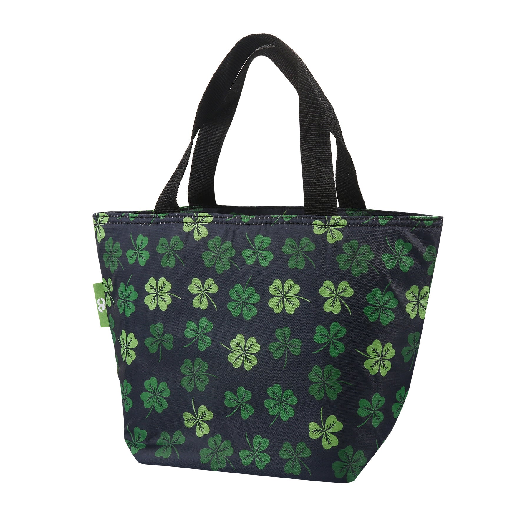 C95BK - Eco Chic Lightweight Foldable Lunch Bag Shamrock Black (Pack of 2)