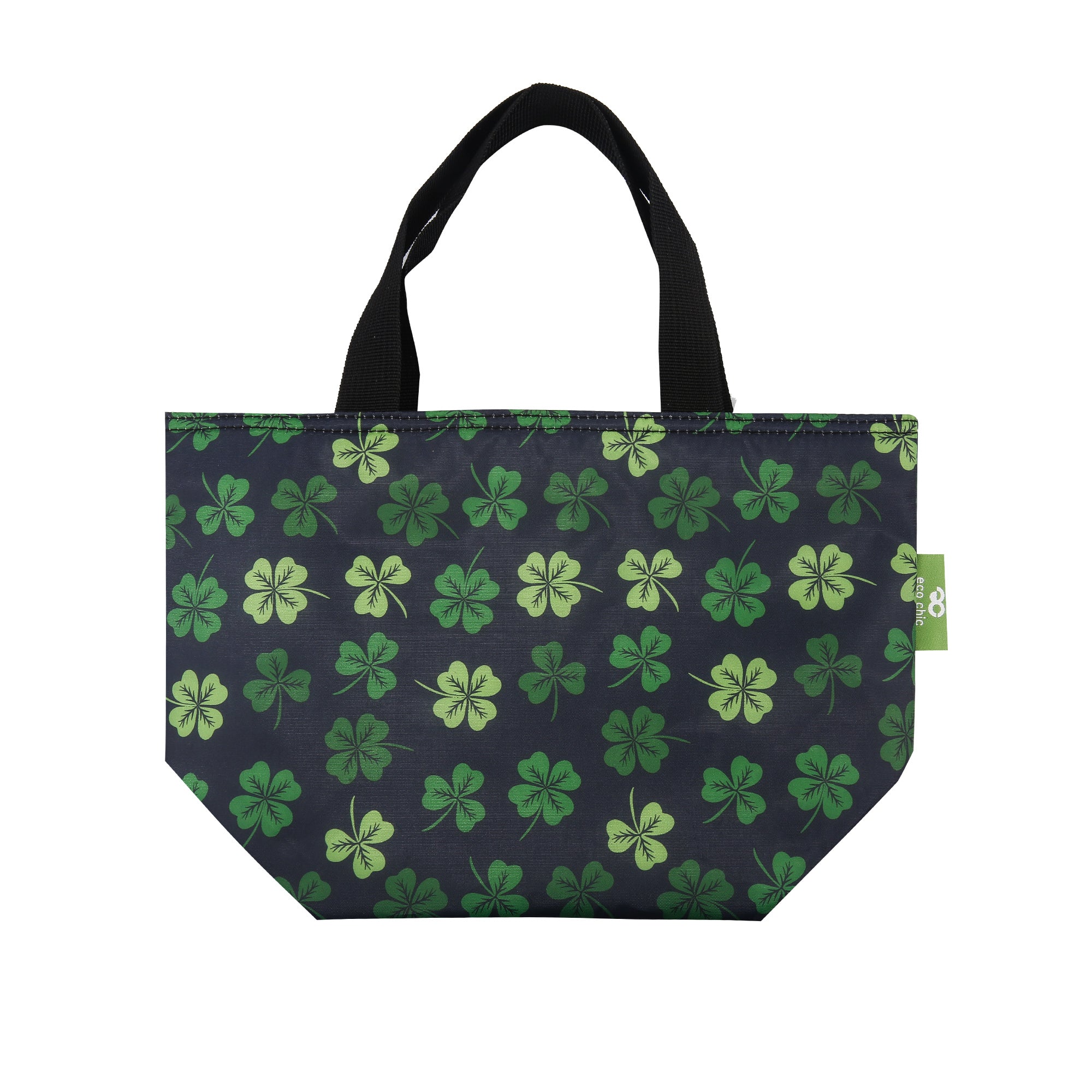 C95BK - Eco Chic Lightweight Foldable Lunch Bag Shamrock Black (Pack of 2)