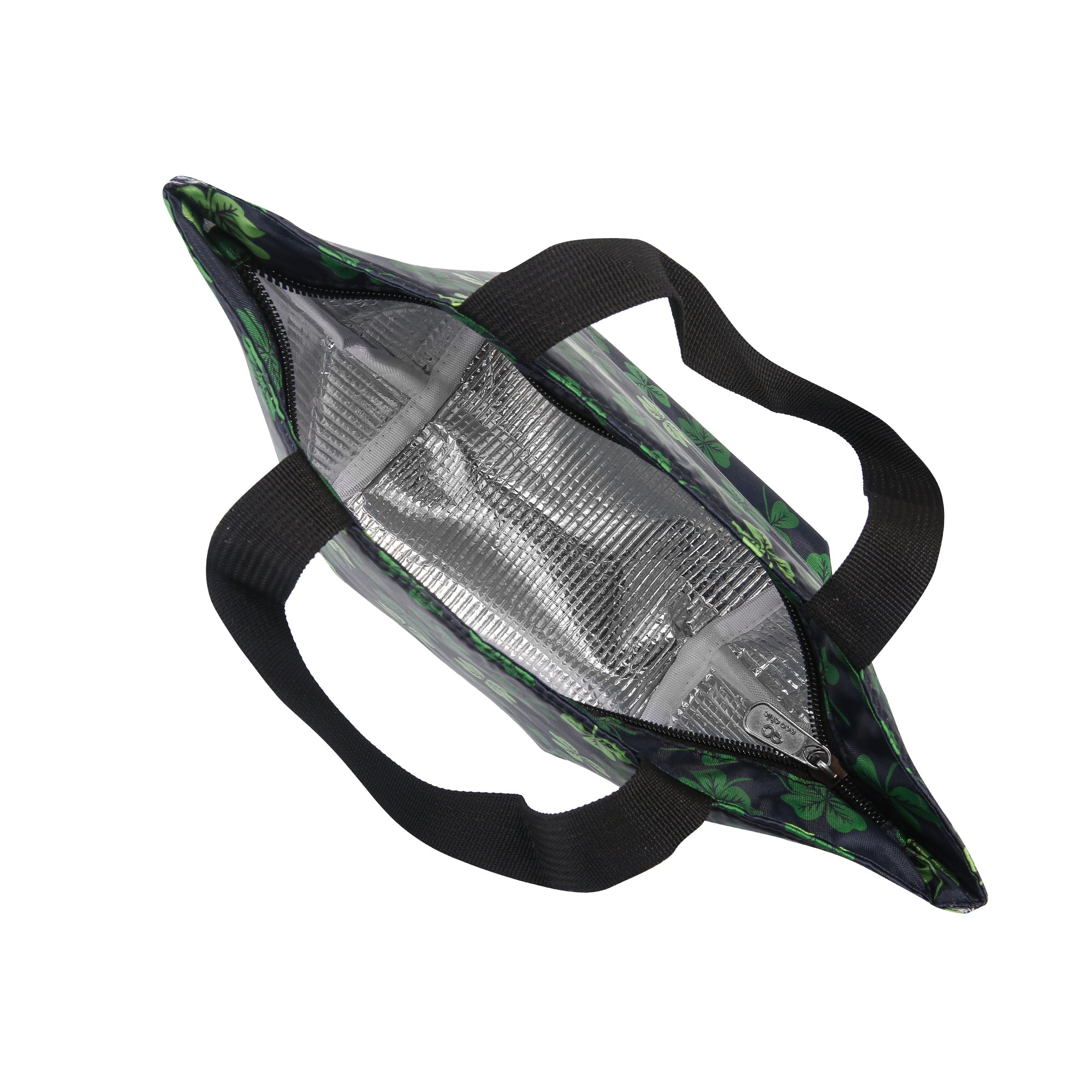 C95BK - Eco Chic Lightweight Foldable Lunch Bag Shamrock Black (Pack of 2)
