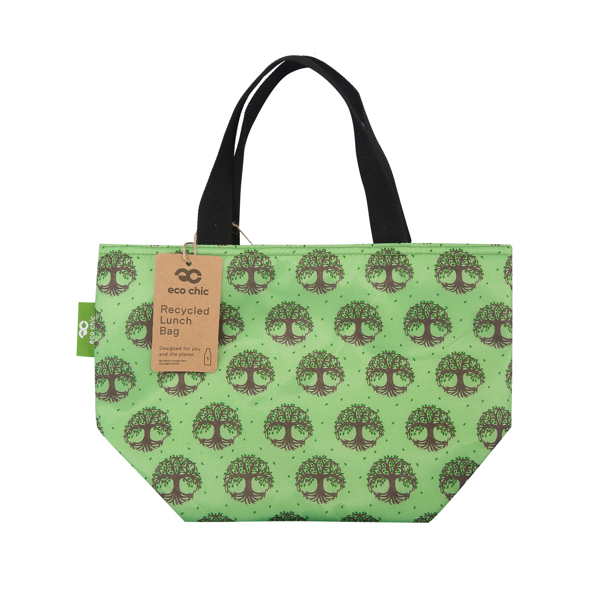 C96GN - Eco Chic Lightweight Foldable Lunch Bag Tree of Life Green (Pack of 2)