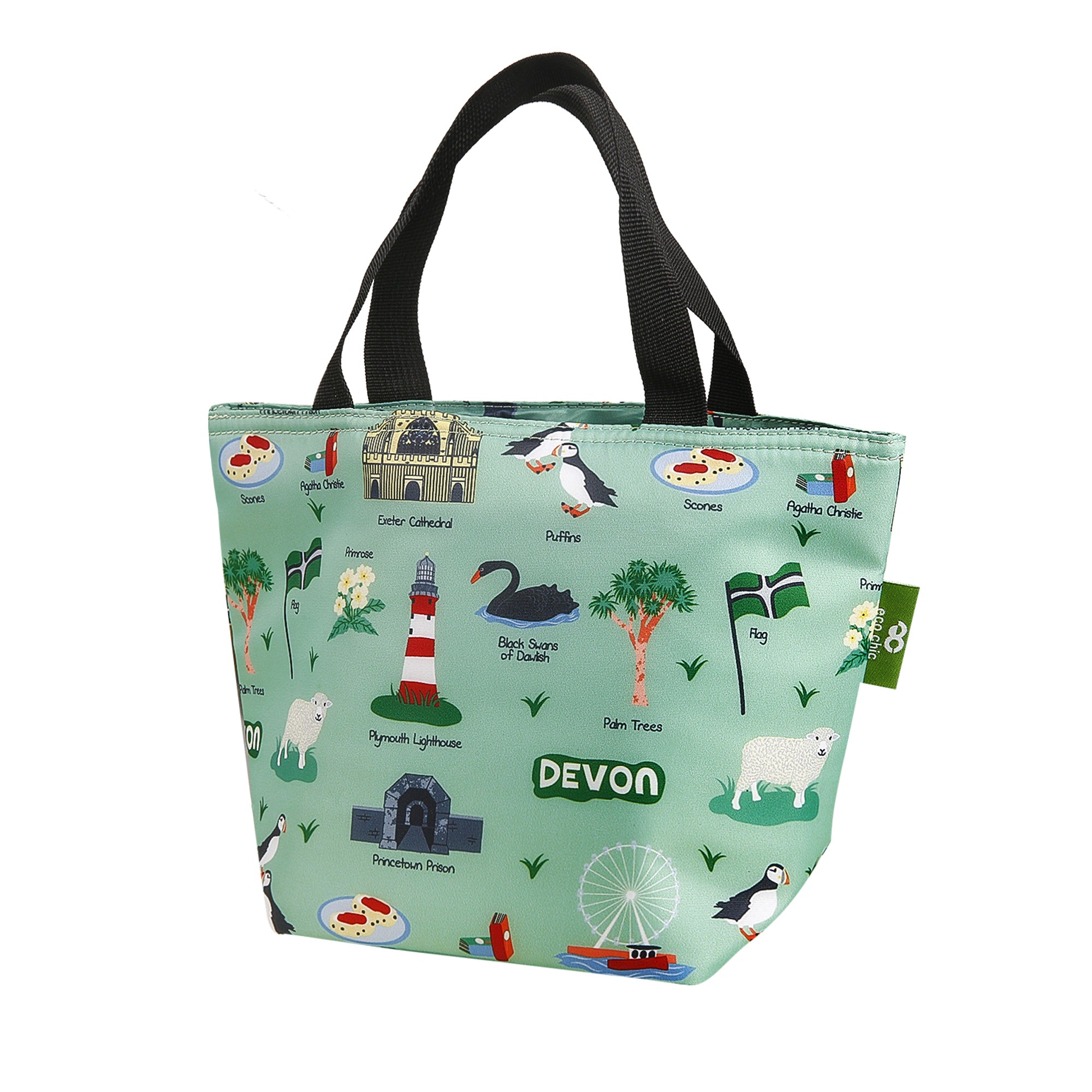 C98GN - Eco Chic Lightweight Foldable Lunch Bag Devon Green (Pack of 2)