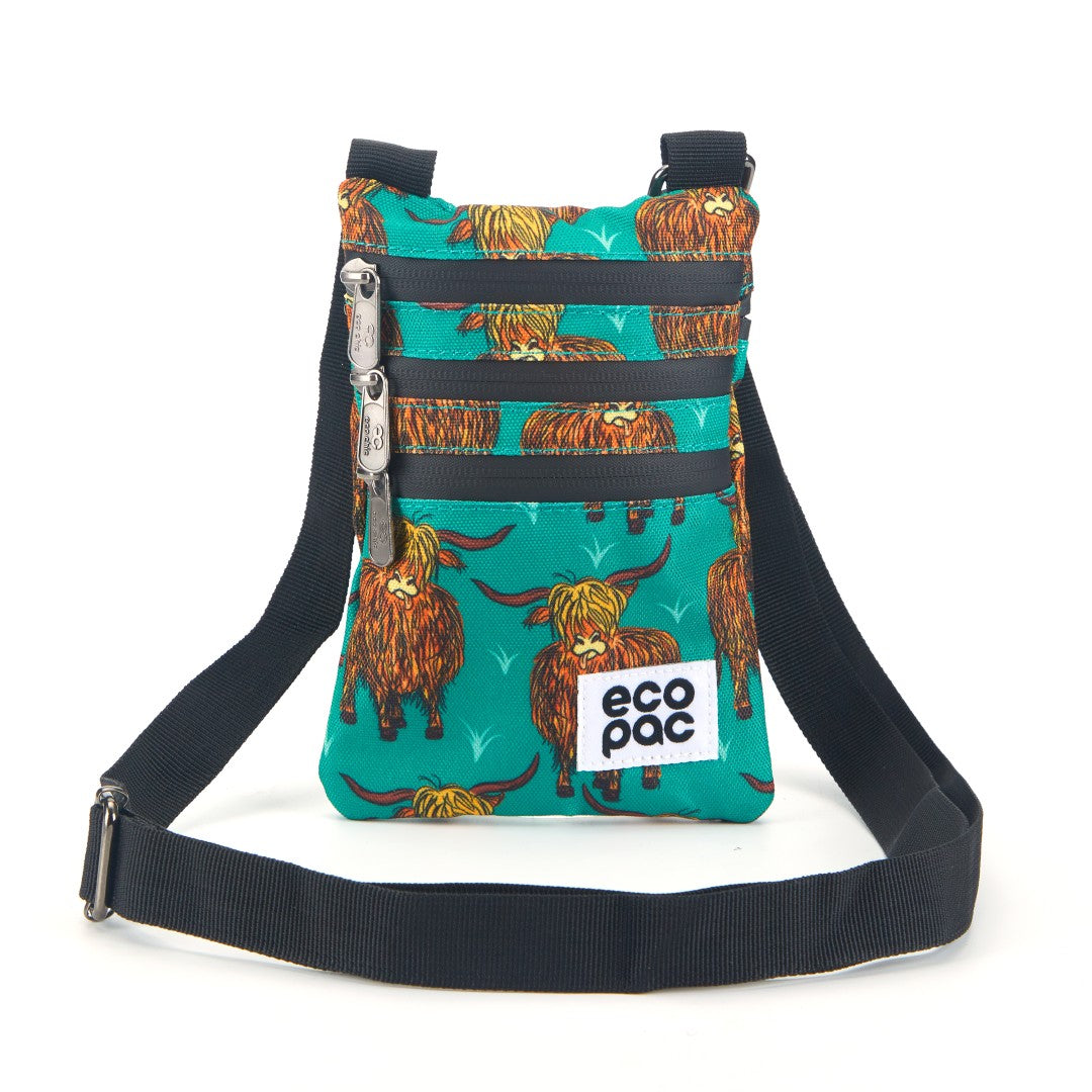 FA1-26 - Sac bandoulière pour téléphone en toile recyclée Eco Chic - Vache des Highlands