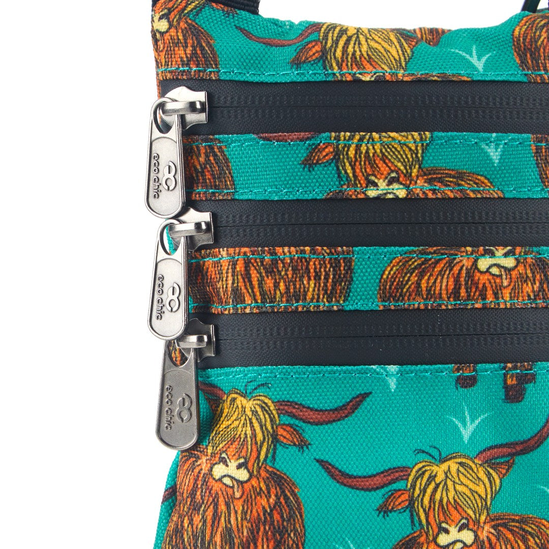 FA1-26 - Sac bandoulière pour téléphone en toile recyclée Eco Chic - Vache des Highlands