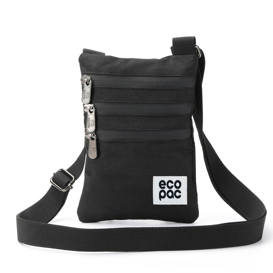 FA1-BK - Eco Chic Recycled Canvas Crossbody Phone Bag - Black