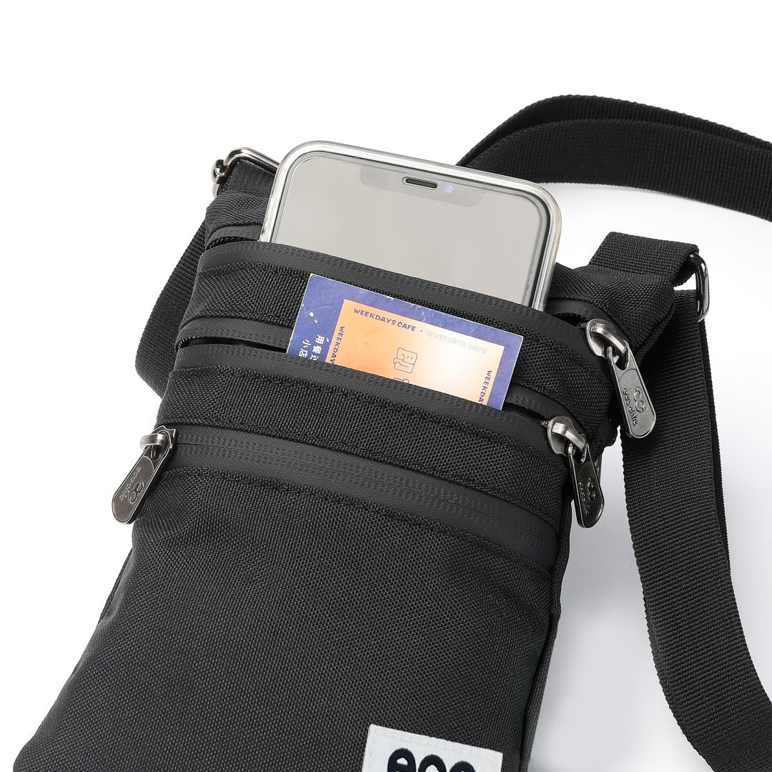 FA1-BK - Sac bandoulière pour téléphone Eco Chic en toile recyclée - Noir