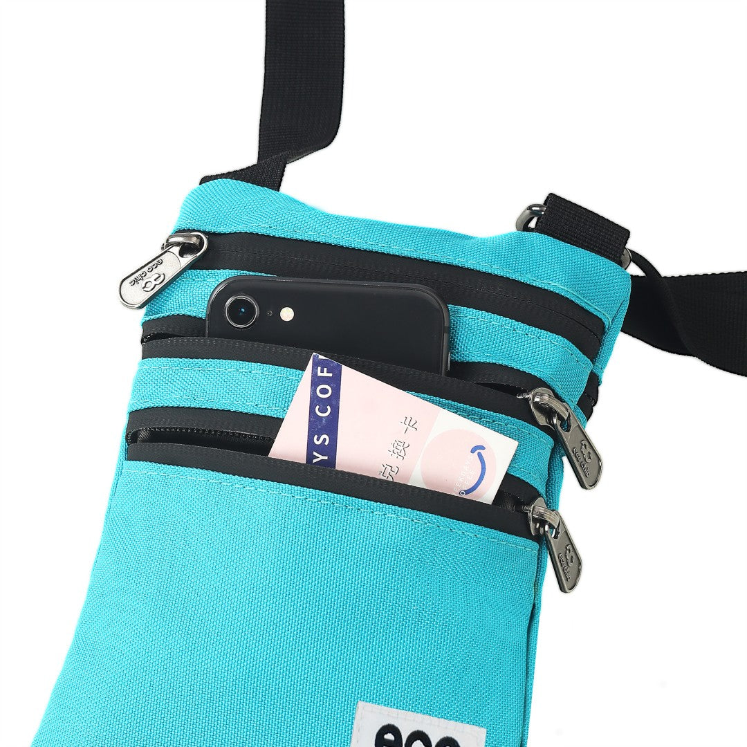 FA1-TL - Sac bandoulière pour téléphone Eco Chic en toile recyclée - Bleu sarcelle