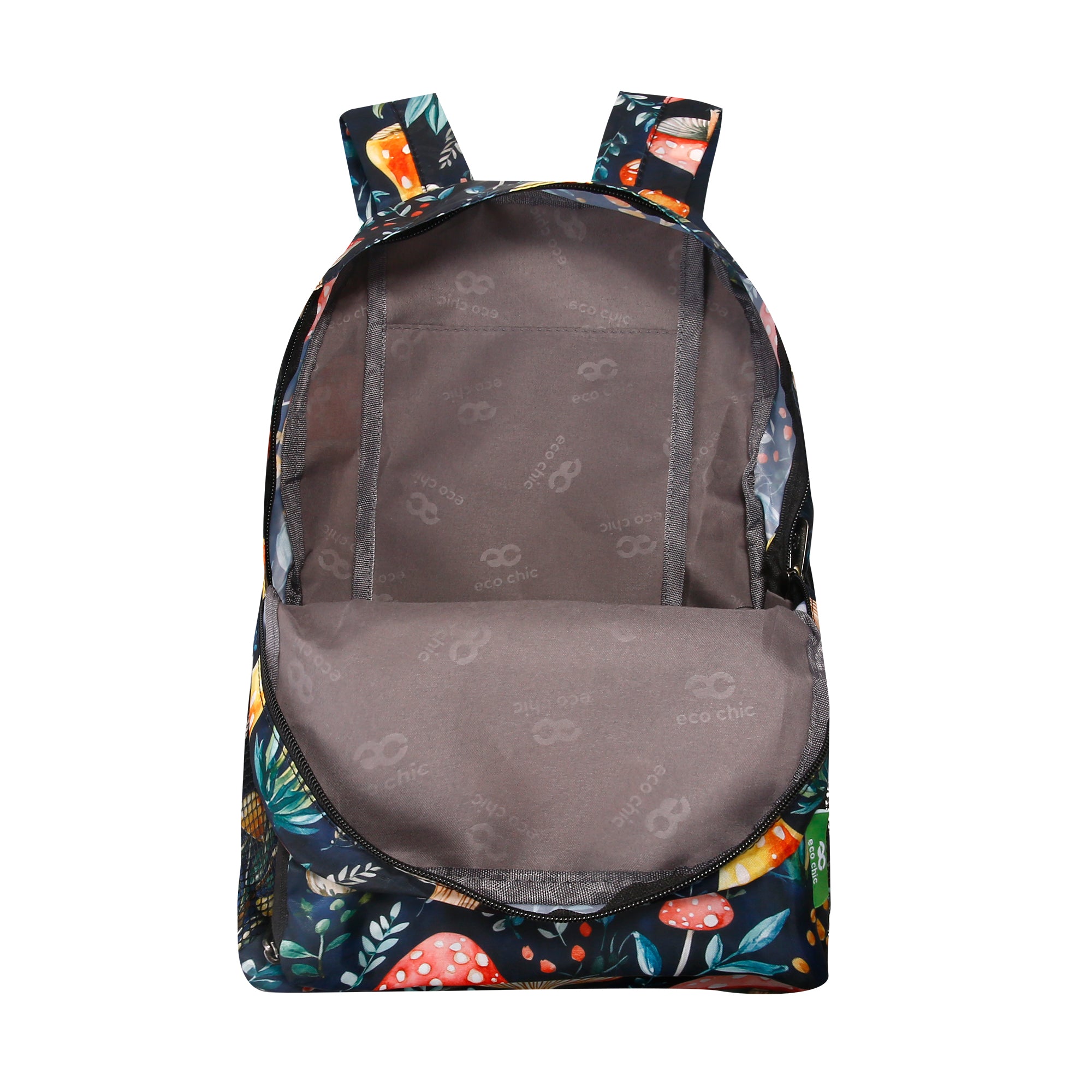 G110BK - Eco Chic Lightweight Foldable Mini Backpack Toadstool Black (Pack of 2)