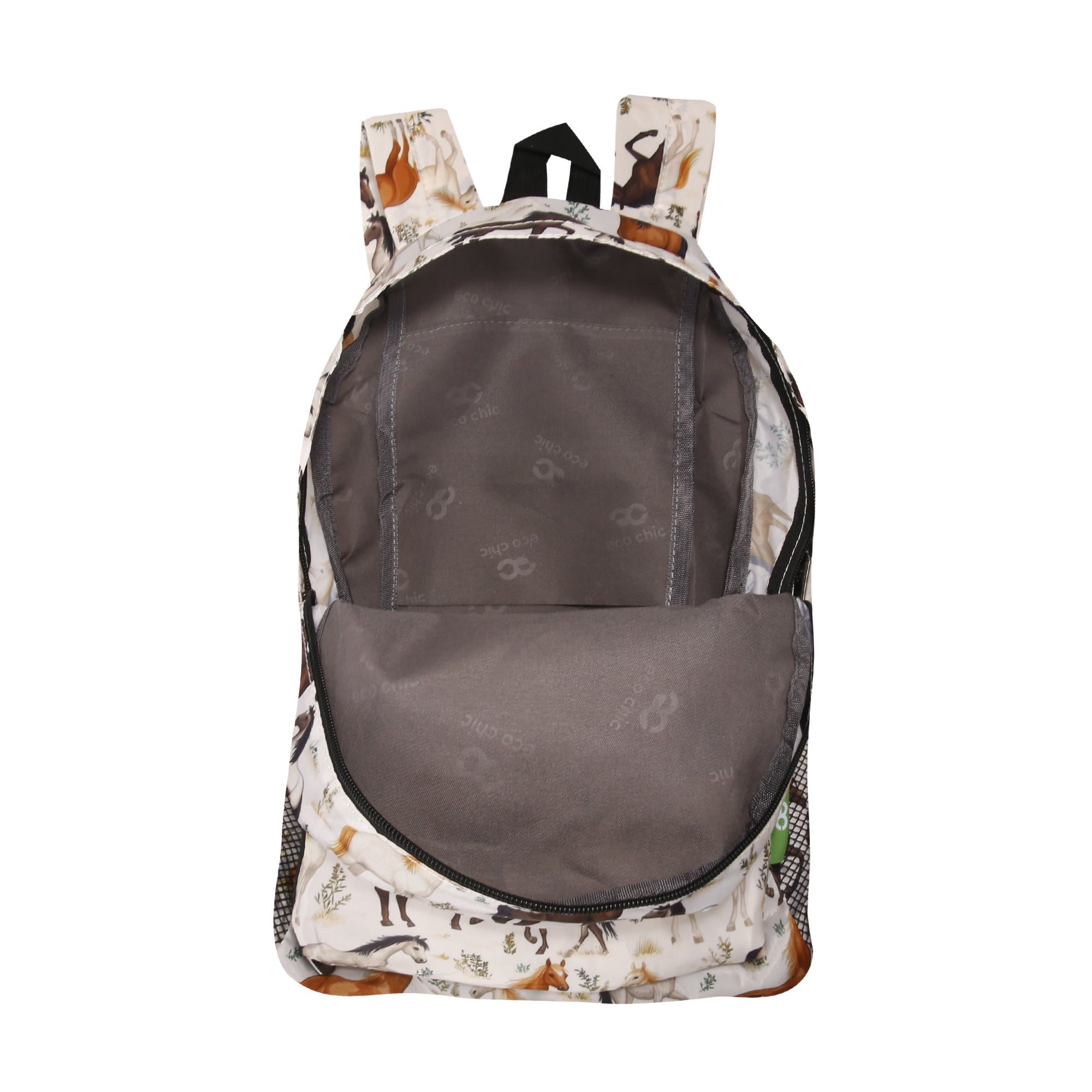 G112BG - Eco Chic Lightweight Foldable Mini Backpack Wild Horses Beige (Pack of 2)