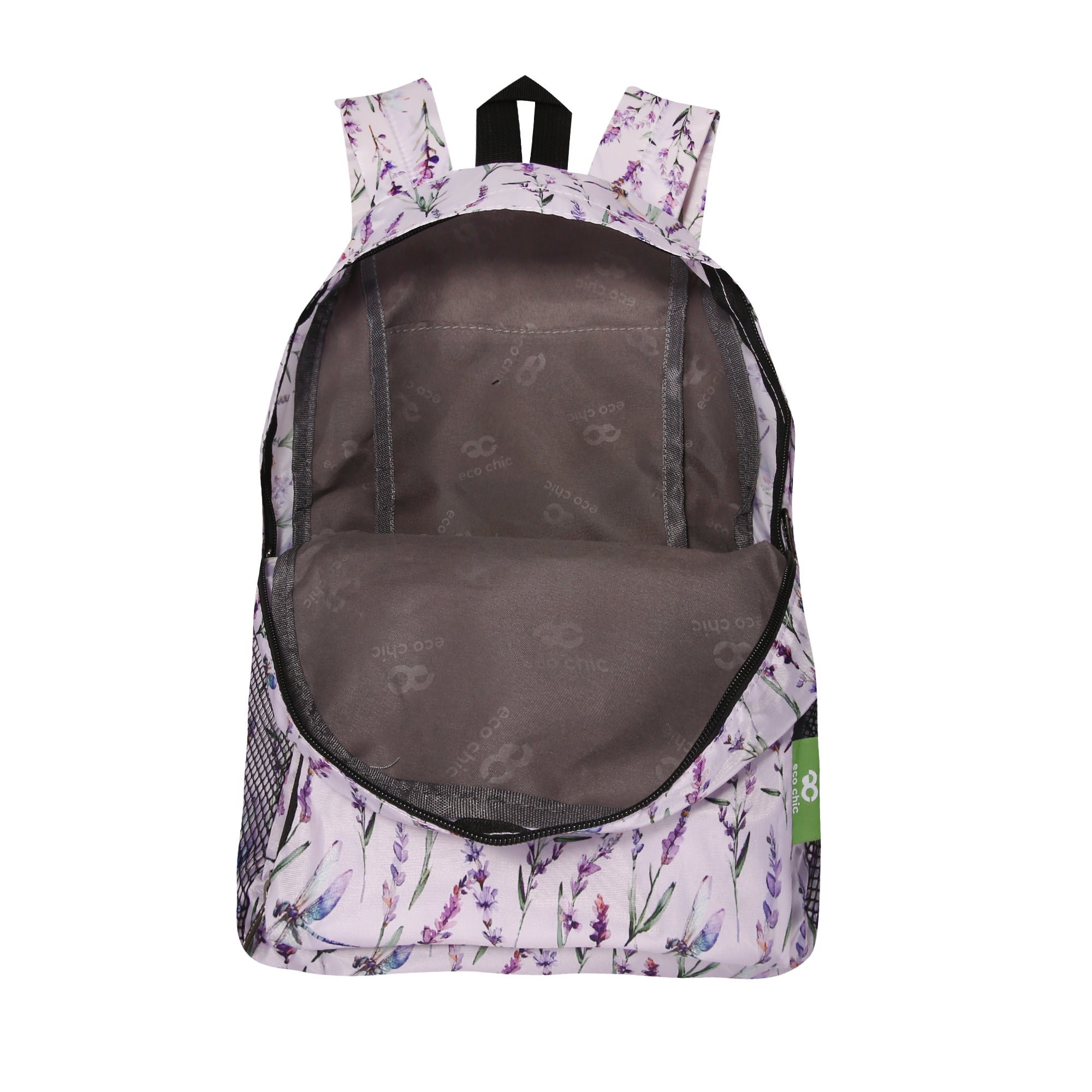 G113LC - Eco Chic Lightweight Foldable Mini Backpack Lavender with Dragonfly Lilac (Pack of 2)