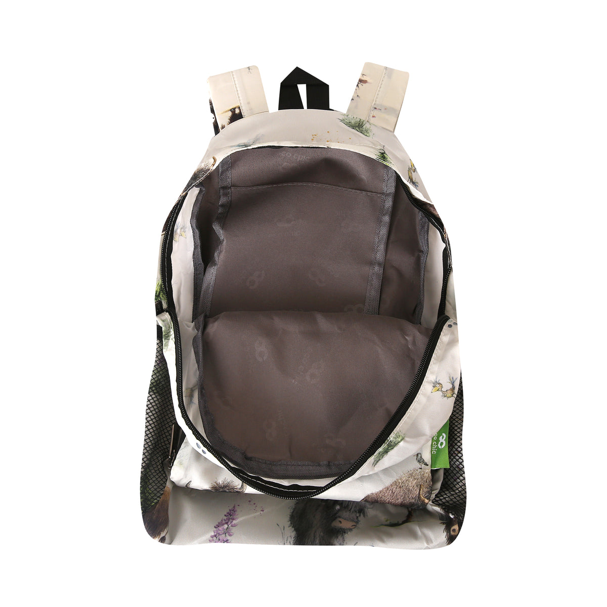 G121BG - Eco Chic Lightweight Foldable Mini Backpack Whimsy Buffalo Beige (Pack of 2)