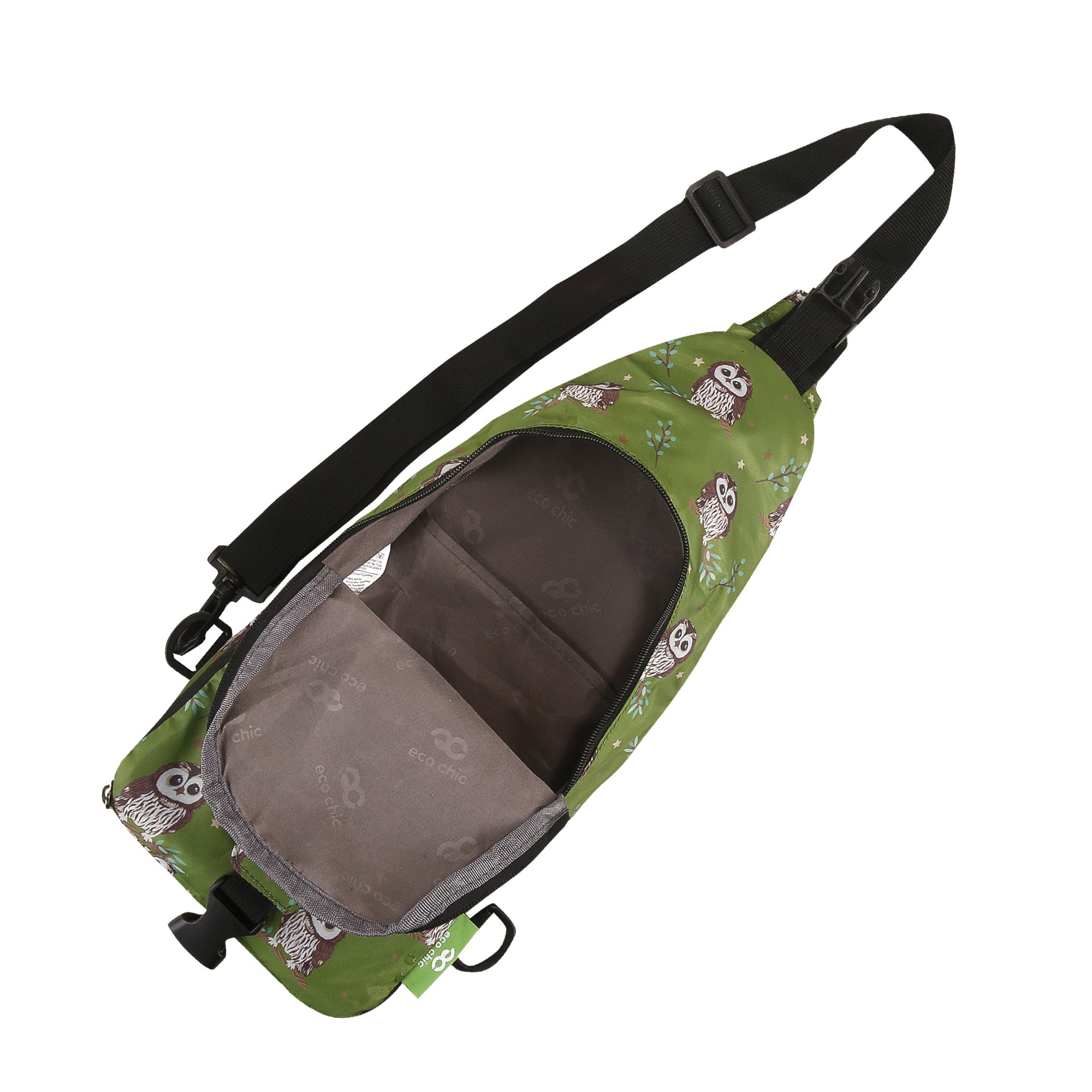 I105GN - Eco Chic Lightweight Foldable Crossbody Bag Tawny Owl Green (Pack of 2)