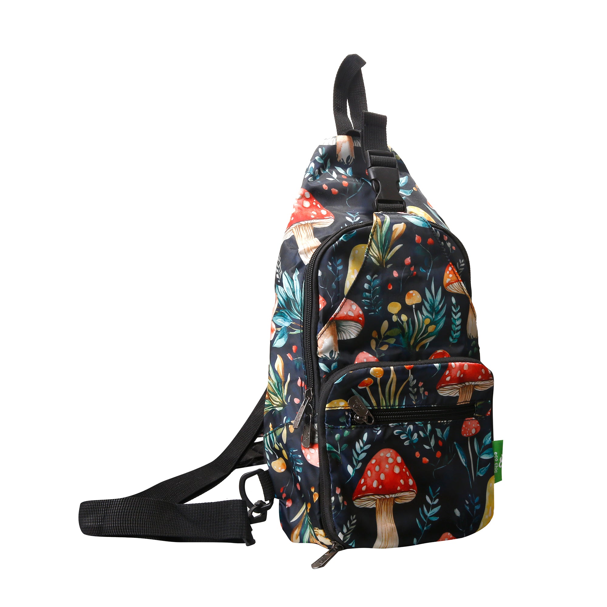I110BK - Eco Chic Lightweight Foldable Crossbody Bag Toadstool Black (Pack of 2)