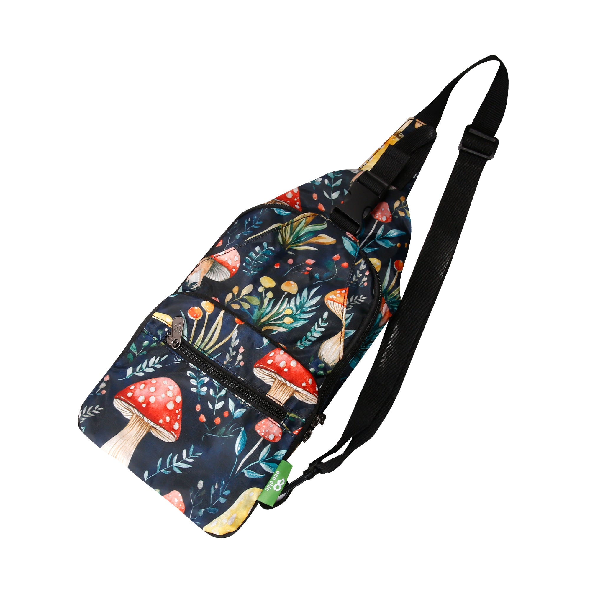 I110BK - Eco Chic Lightweight Foldable Crossbody Bag Toadstool Black (Pack of 2)