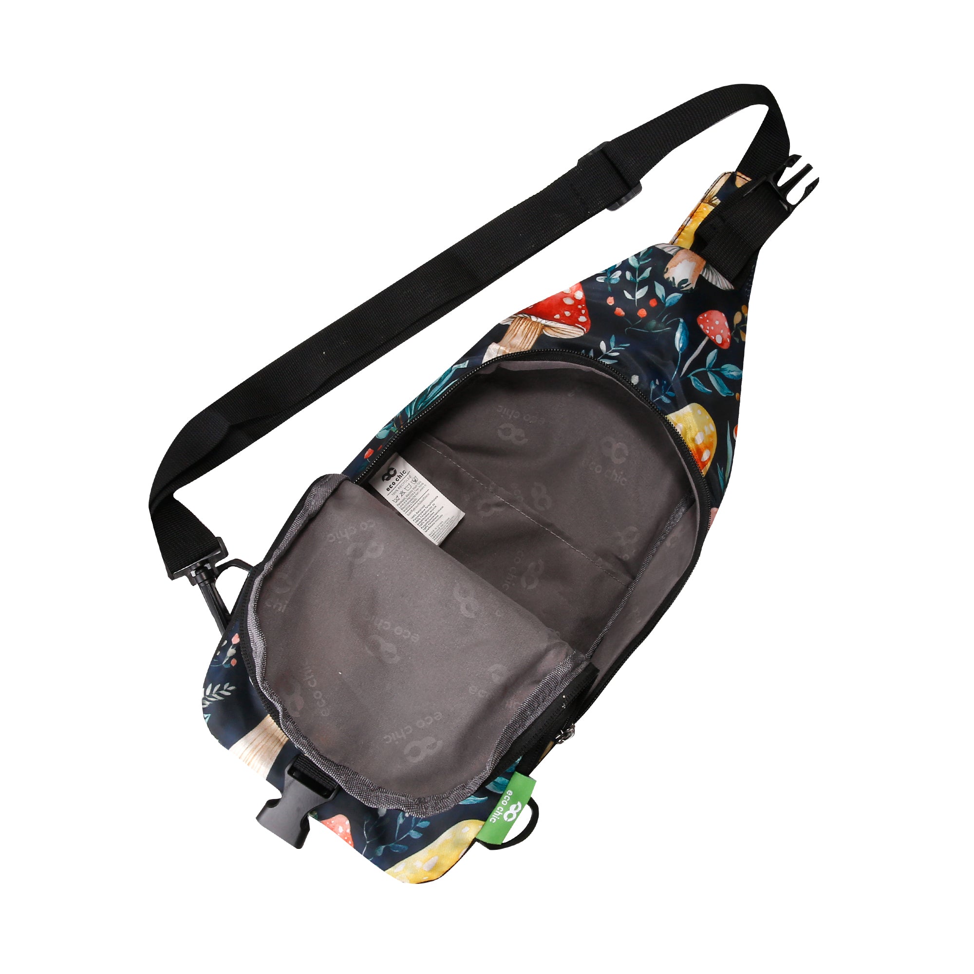 I110BK - Eco Chic Lightweight Foldable Crossbody Bag Toadstool Black (Pack of 2)