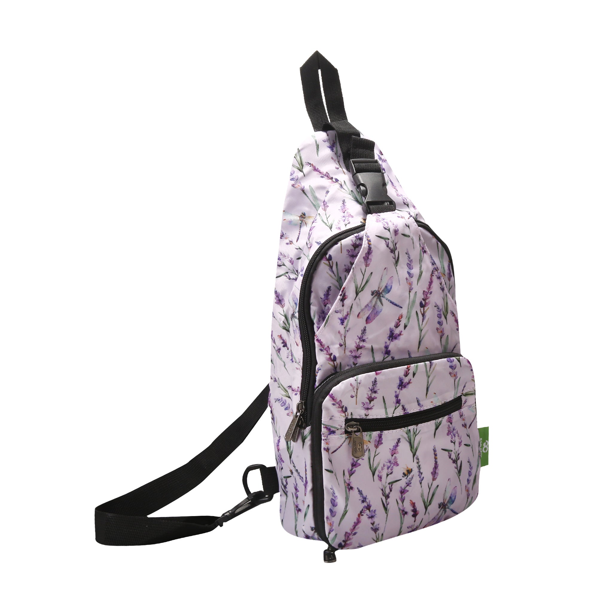 I113LC - Eco Chic Lightweight Foldable Crossbody Bag Lavender with Dragonfly Lilac (Pack of 2)