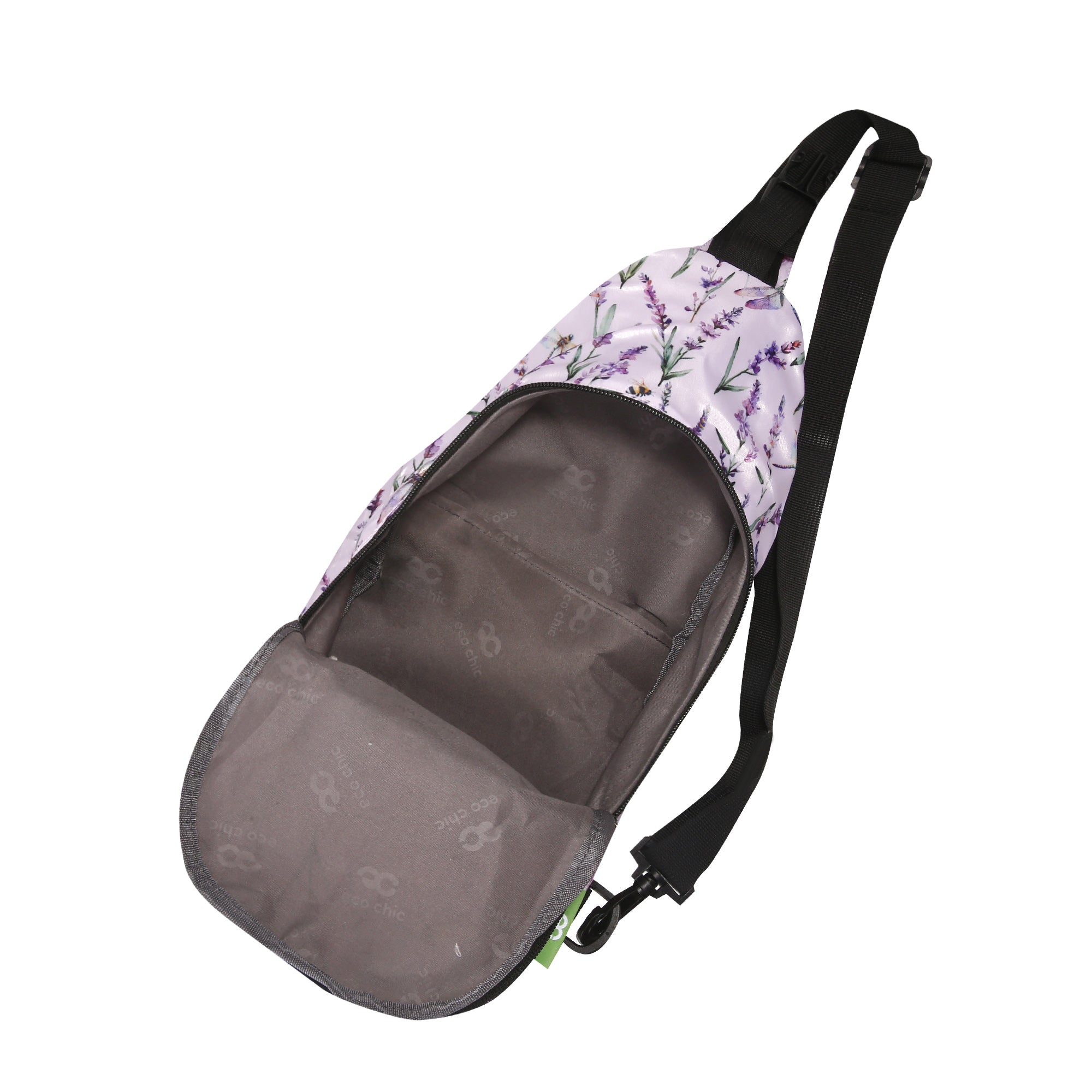 I113LC - Eco Chic Lightweight Foldable Crossbody Bag Lavender with Dragonfly Lilac (Pack of 2)
