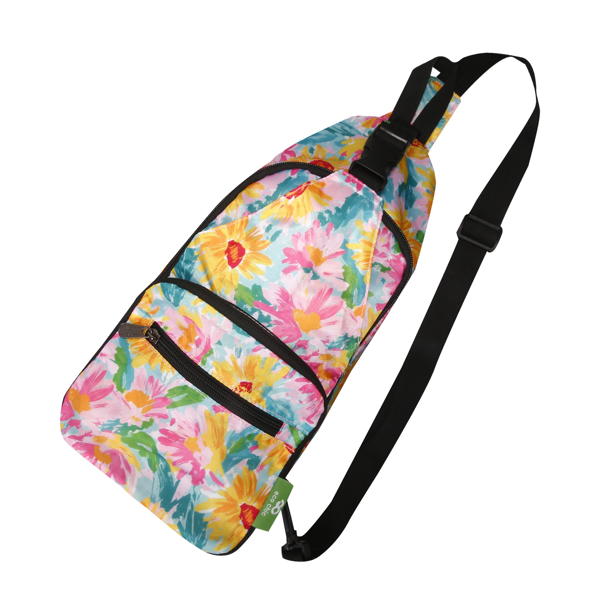 I114BU - Eco Chic Lightweight Foldable Crossbody Bag Sunflower Blue (Pack of 2)