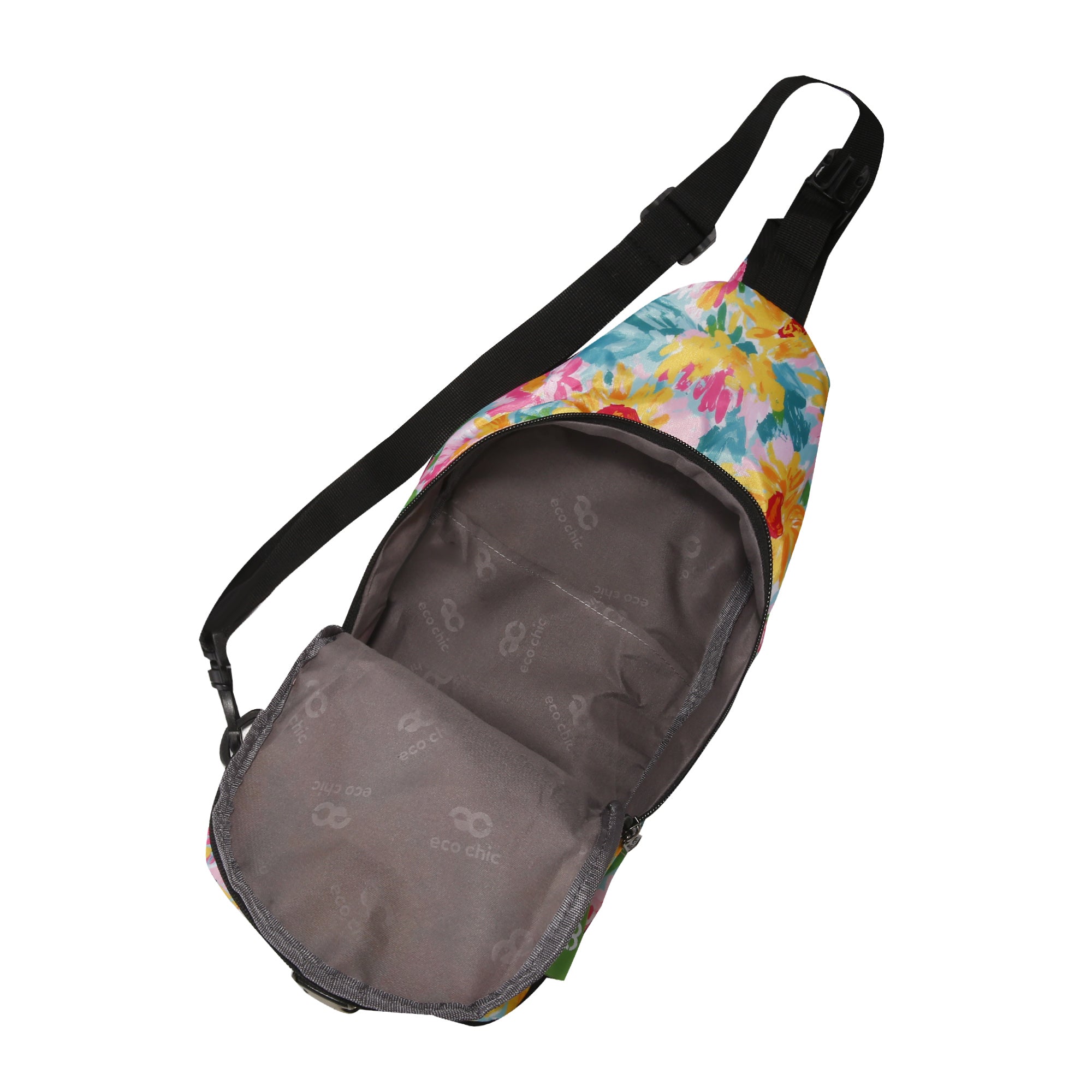 I114BU - Eco Chic Lightweight Foldable Crossbody Bag Sunflower Blue (Pack of 2)