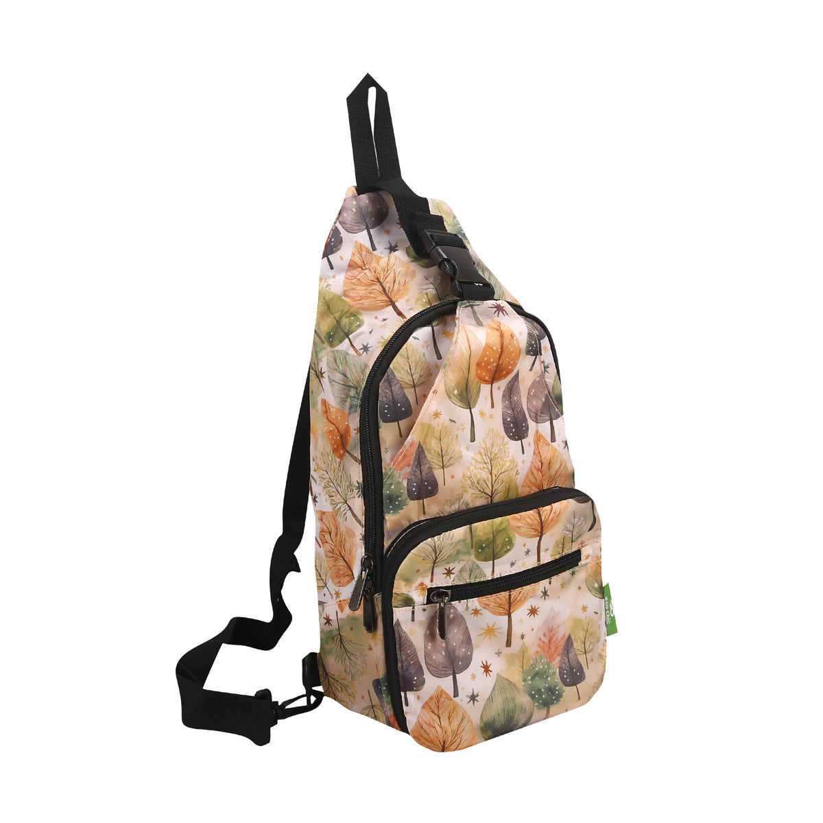 I126BG - Eco Chic Lightweight Foldable Crossbody Bag Rhythm of Trees Beige (Pack of 2)
