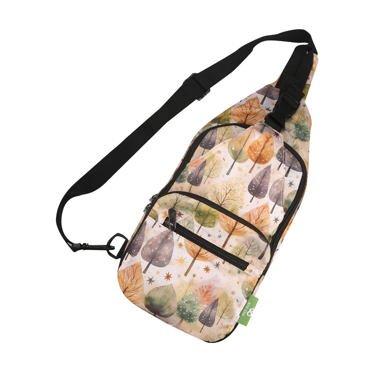 I126BG - Eco Chic Lightweight Foldable Crossbody Bag Rhythm of Trees Beige (Pack of 2)