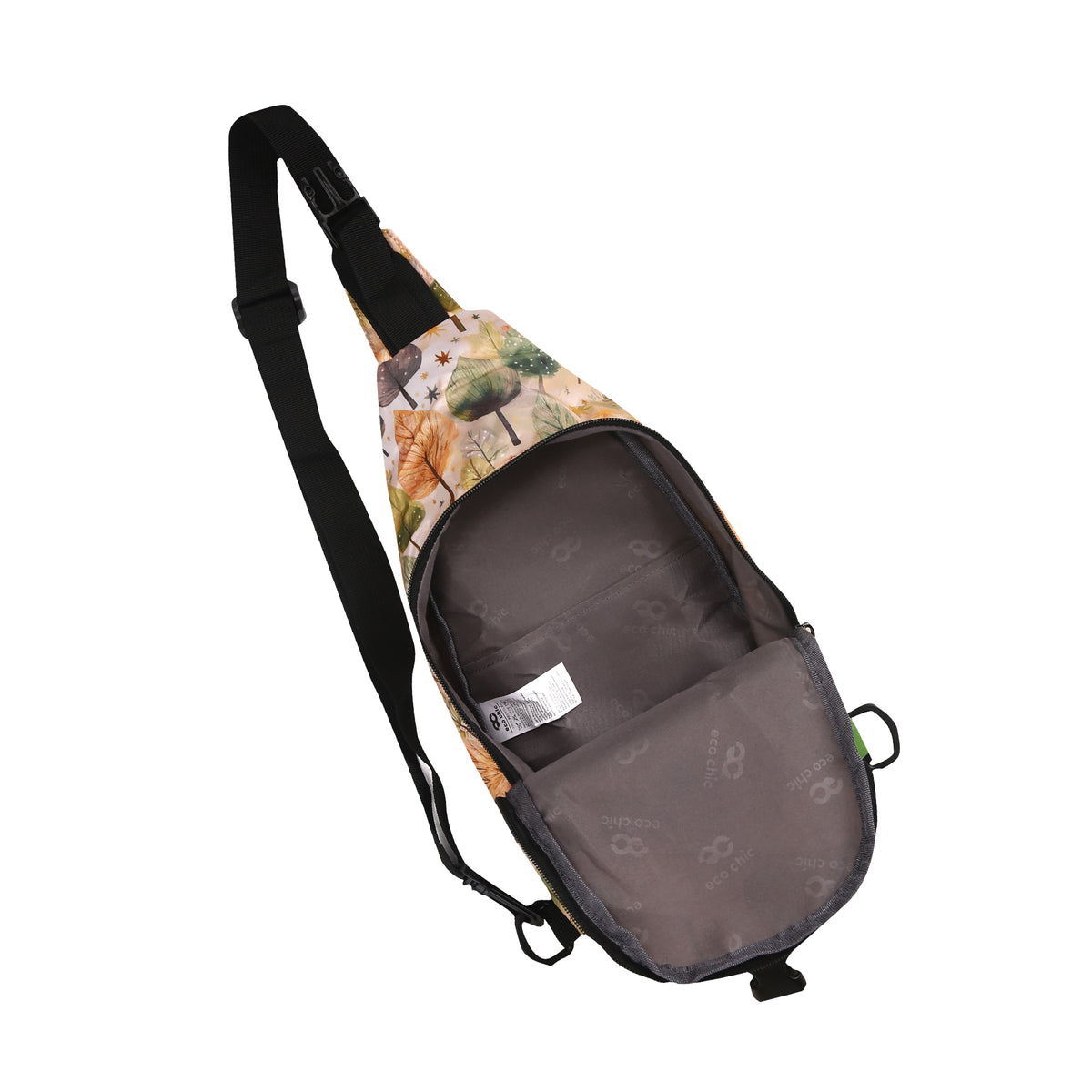 I126BG - Eco Chic Lightweight Foldable Crossbody Bag Rhythm of Trees Beige (Pack of 2)