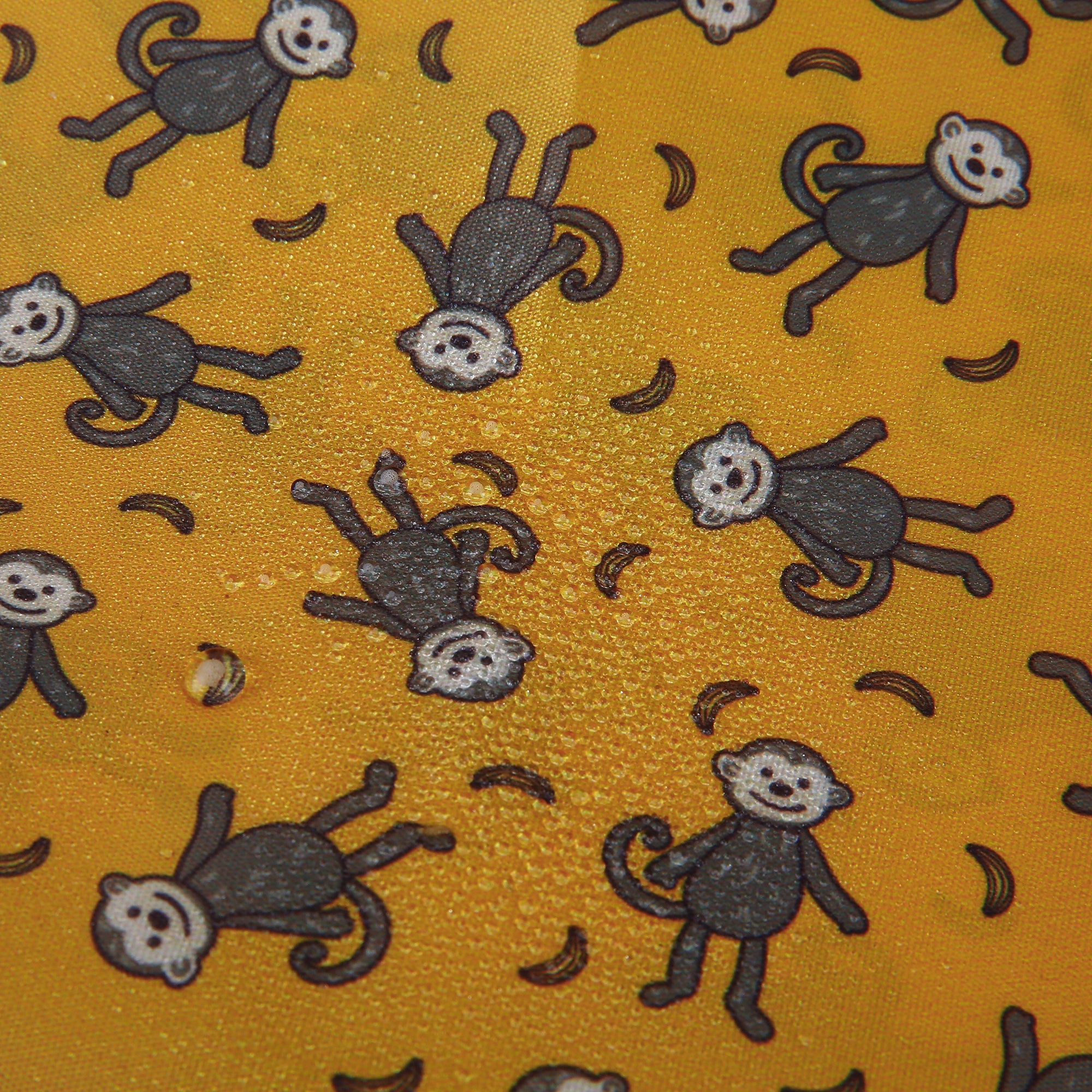 KA90MD - Eco Chic Folding Automatic Umbrella Monkeys Mustard
